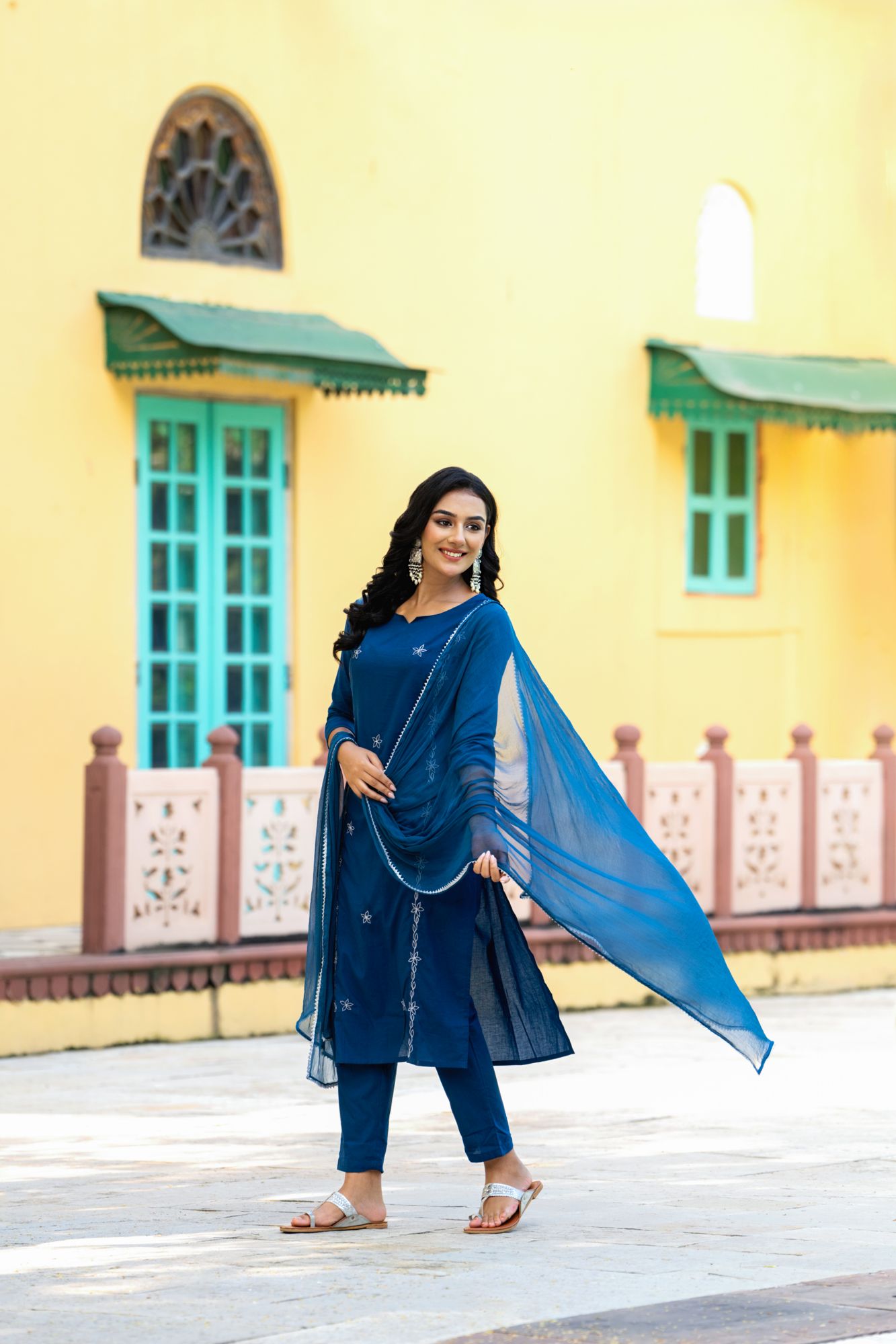 TEAL CHARM ZARI KURTA SET