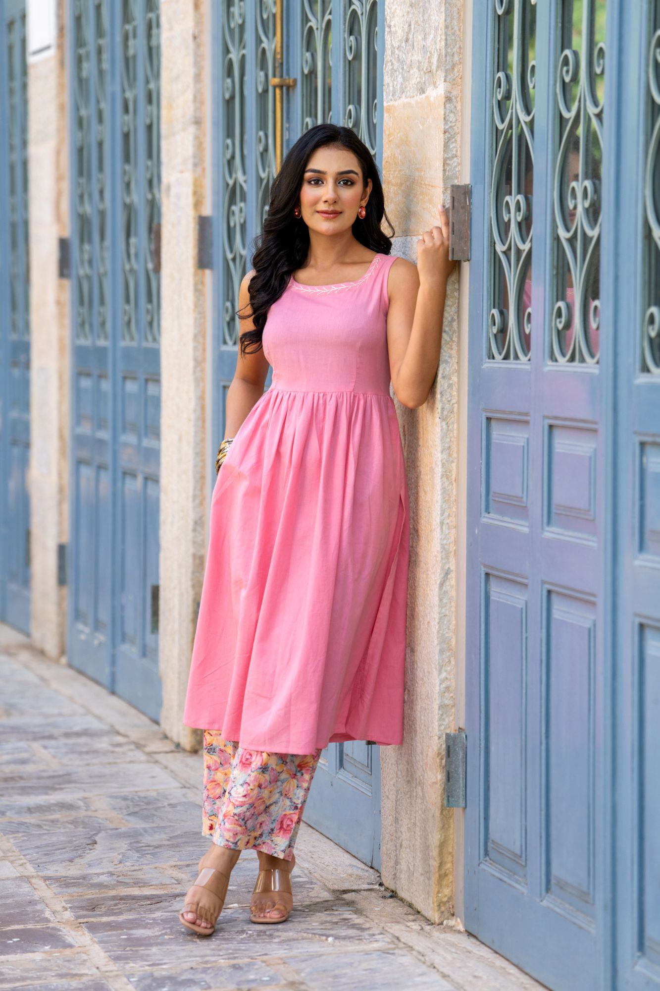 MODERN CHIC PEACH KURTA SET