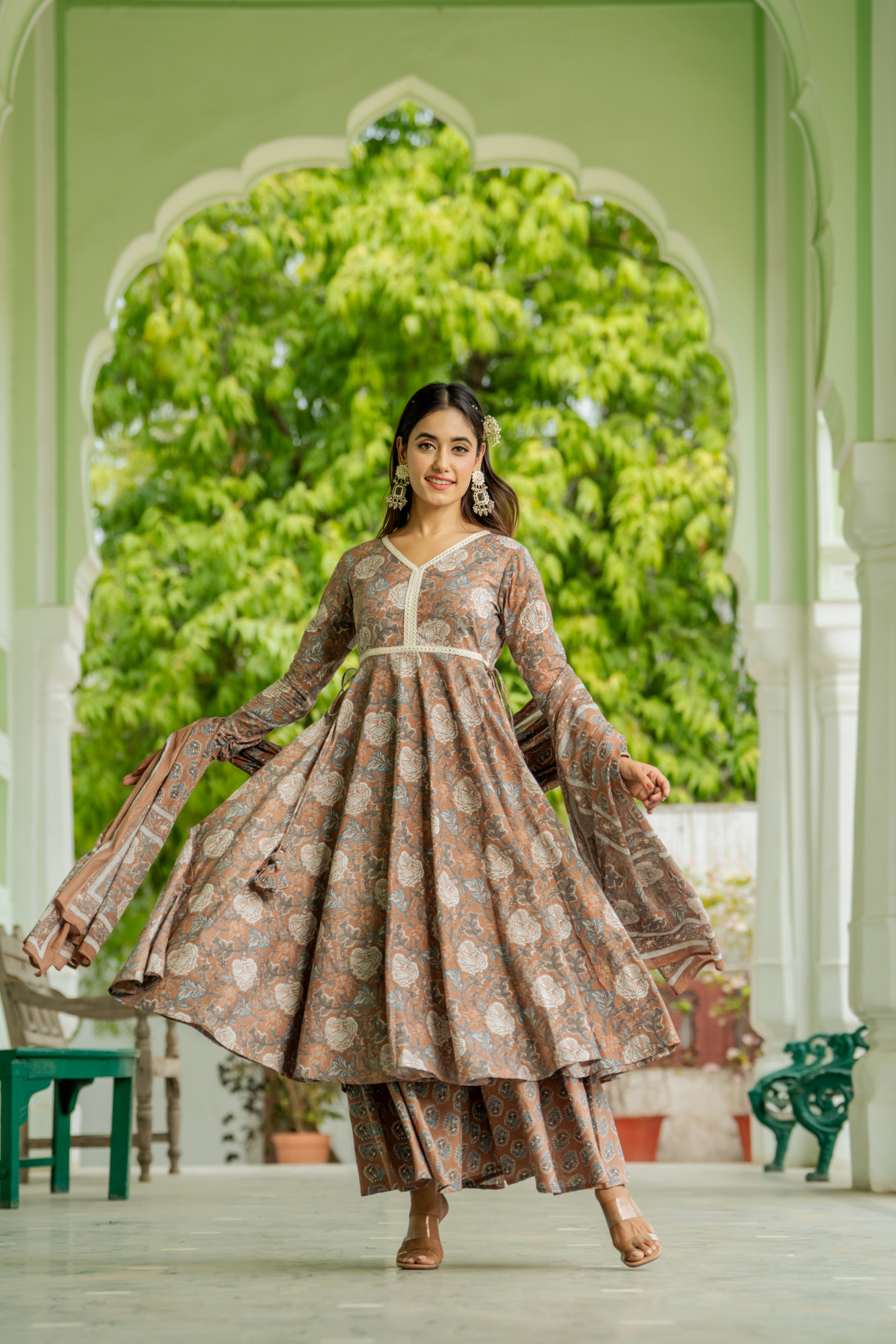 BLOSSOM BROWN PALAZZO SET