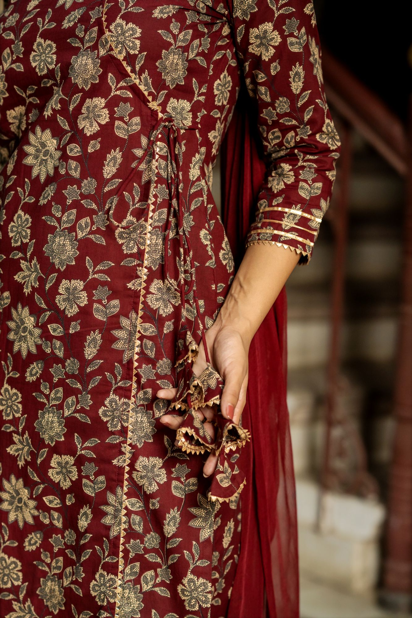 ENRICHED WINE BLOSSOM KURTA SET