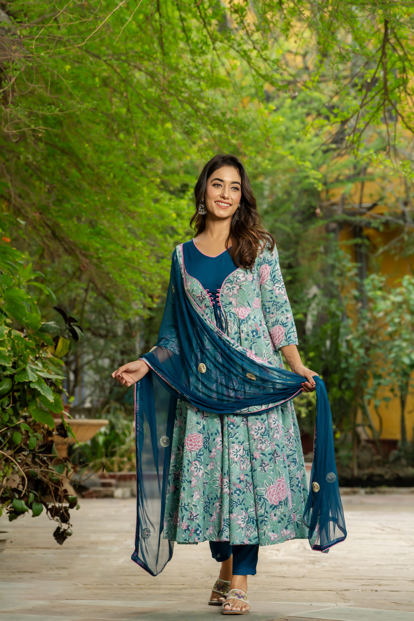 FLORAL BLISS ANARKALI SUIT SET