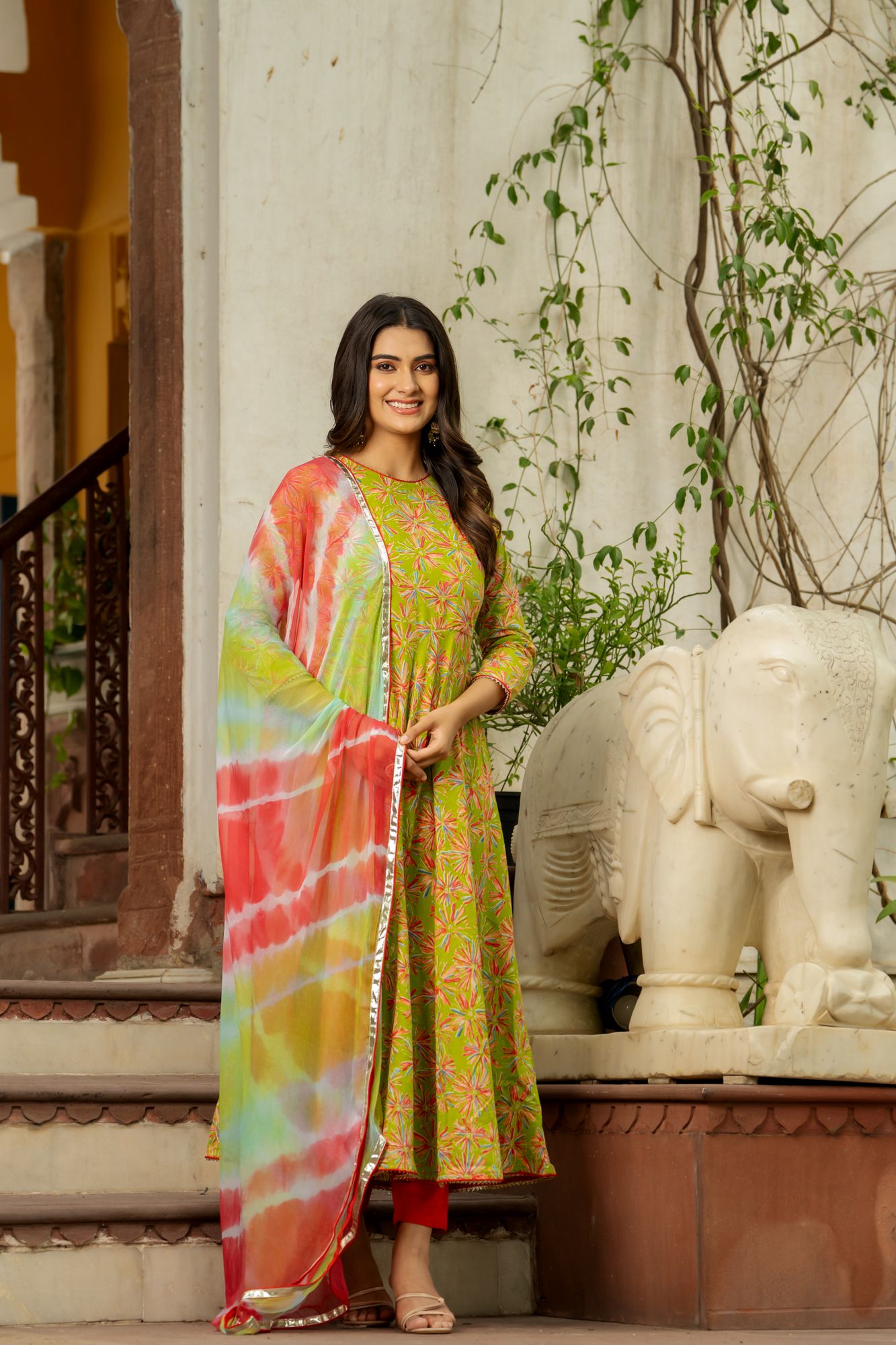 LIME RADIANCE ANARKALI SET