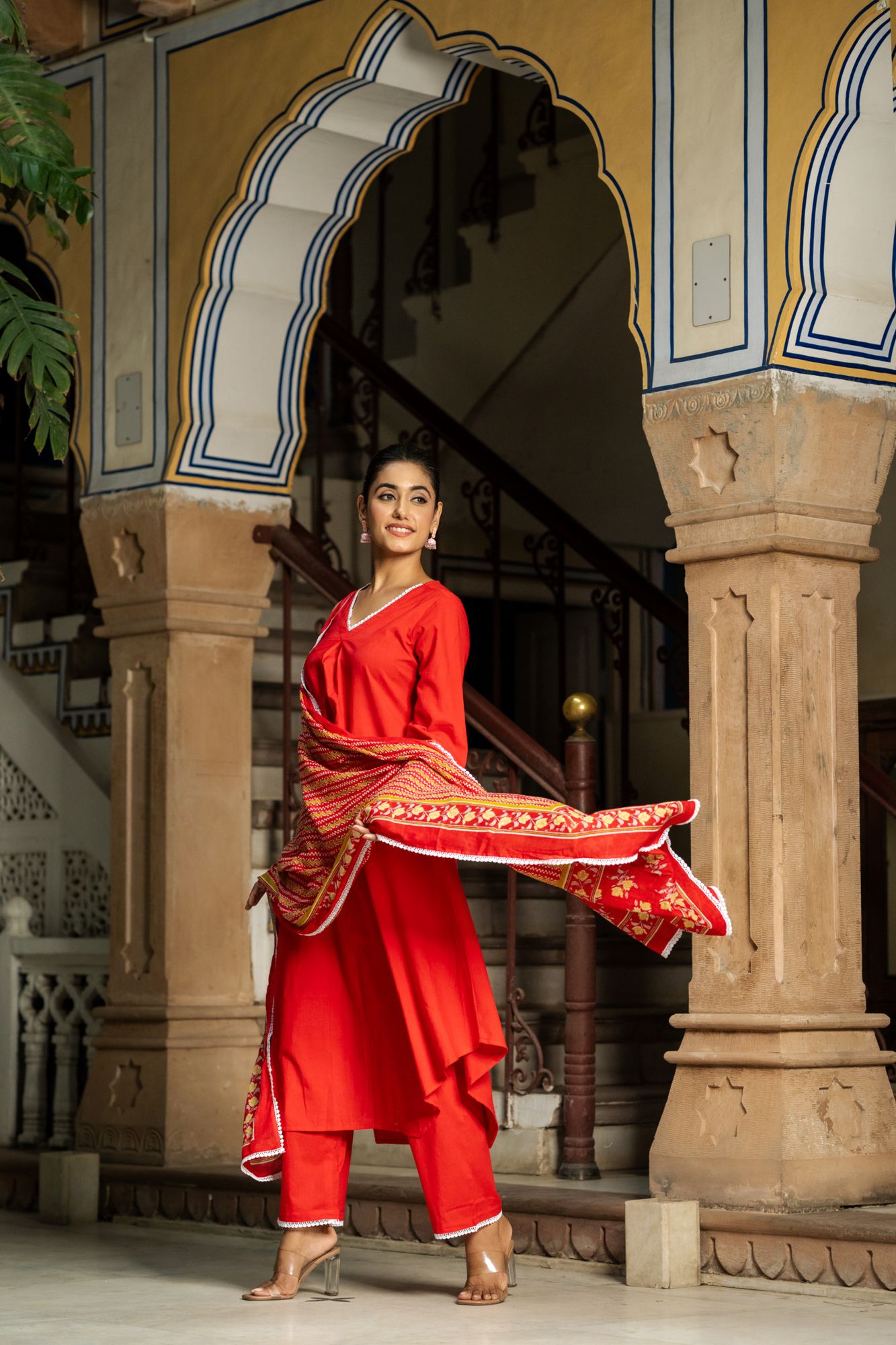 RADIANT RED RELAXED KURTA SET