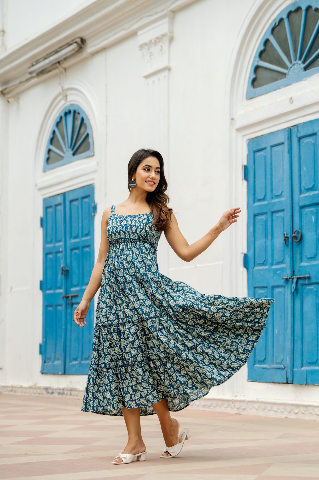 FLORAL BREEZE TEAL DRESS