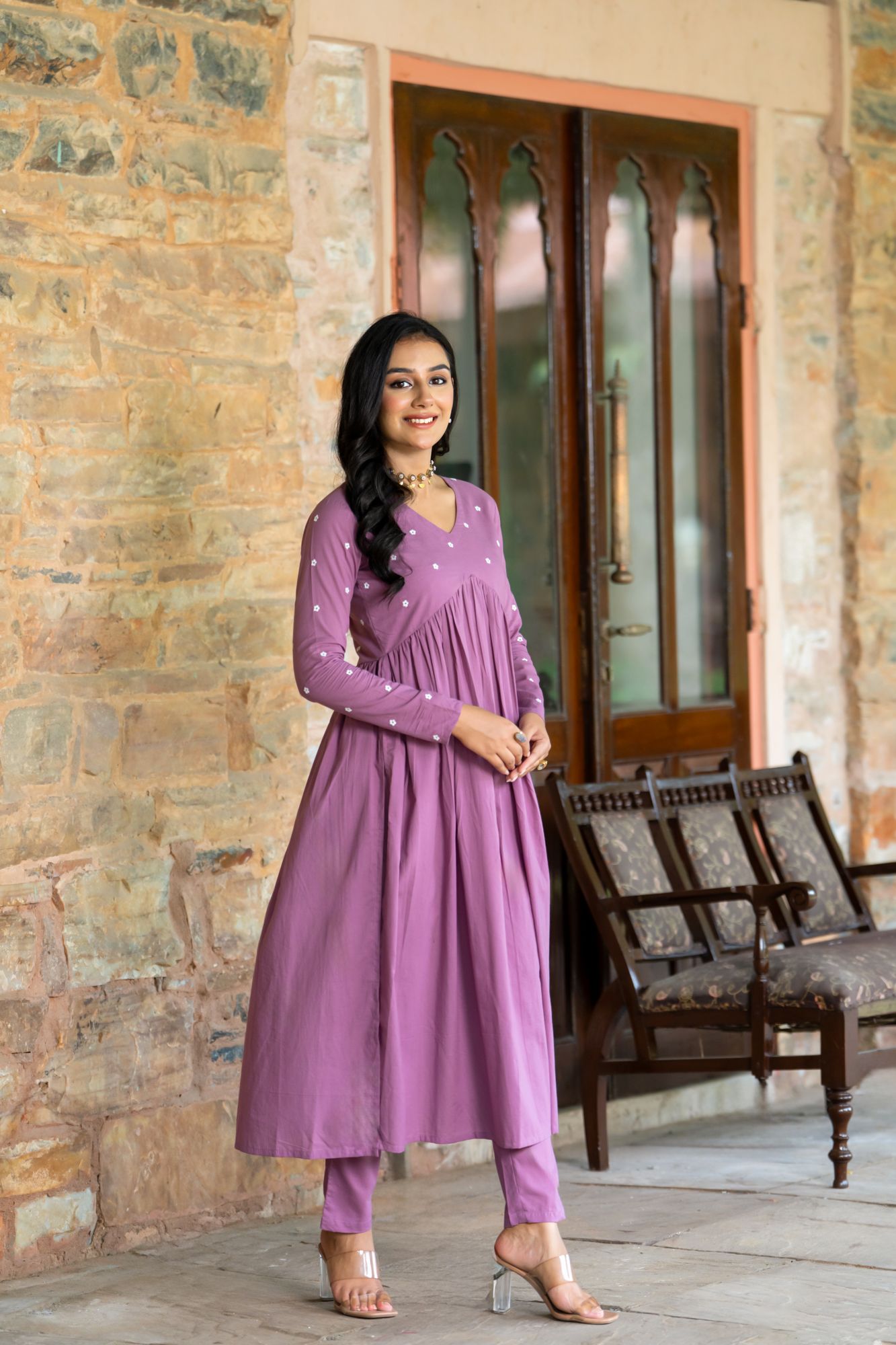 LAVENDER HUES EMBROIDERY KURTA SET
