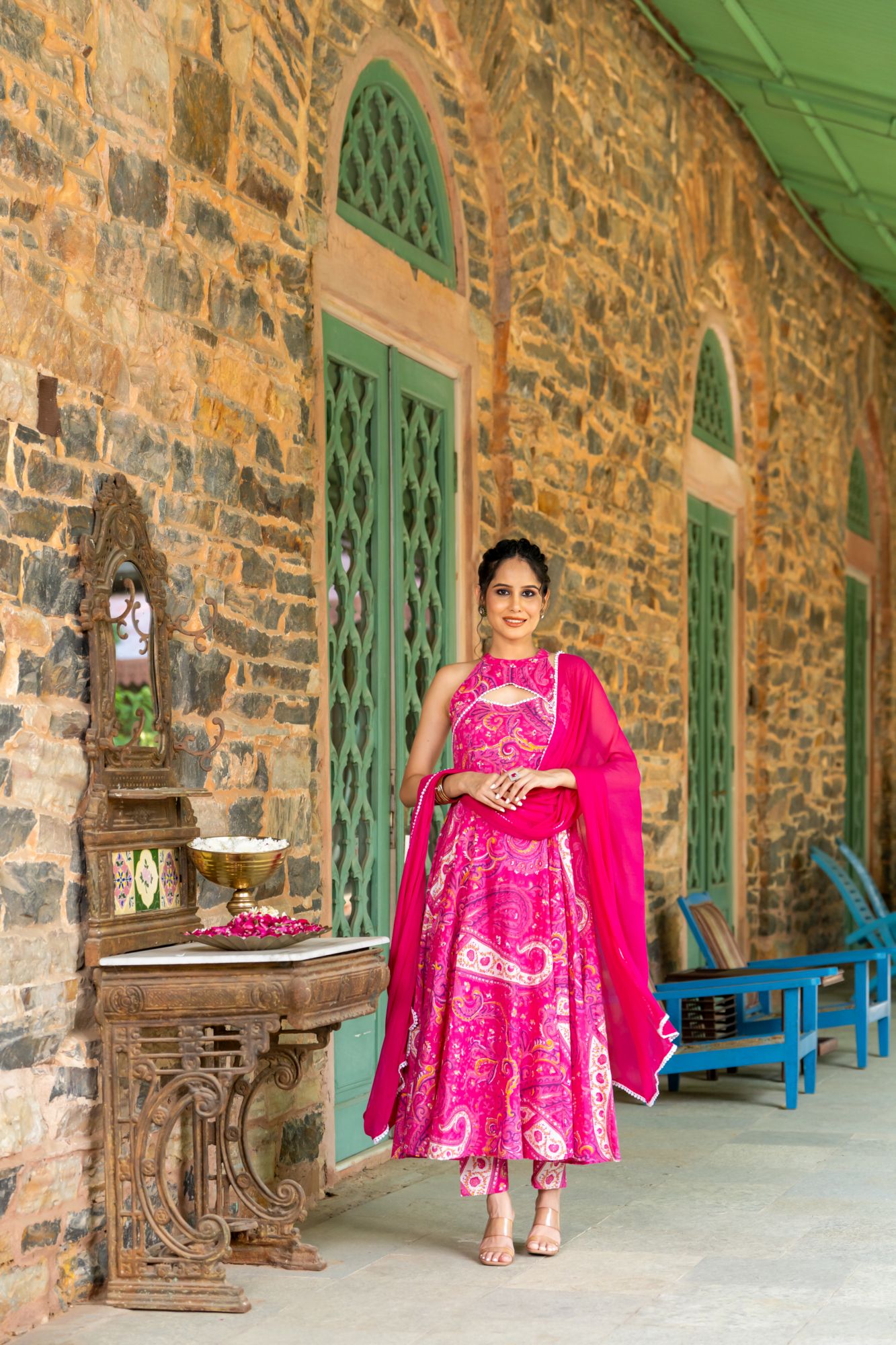PINK PETAL ANARKALI SET