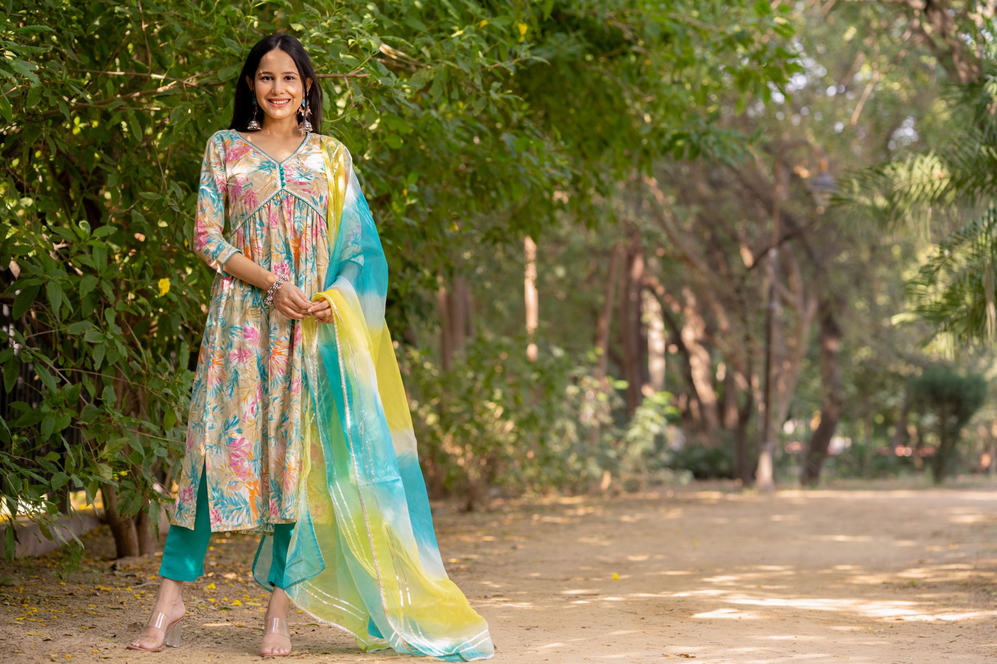 VIBRANT GOTTA-WORK FLARED KURTA SET