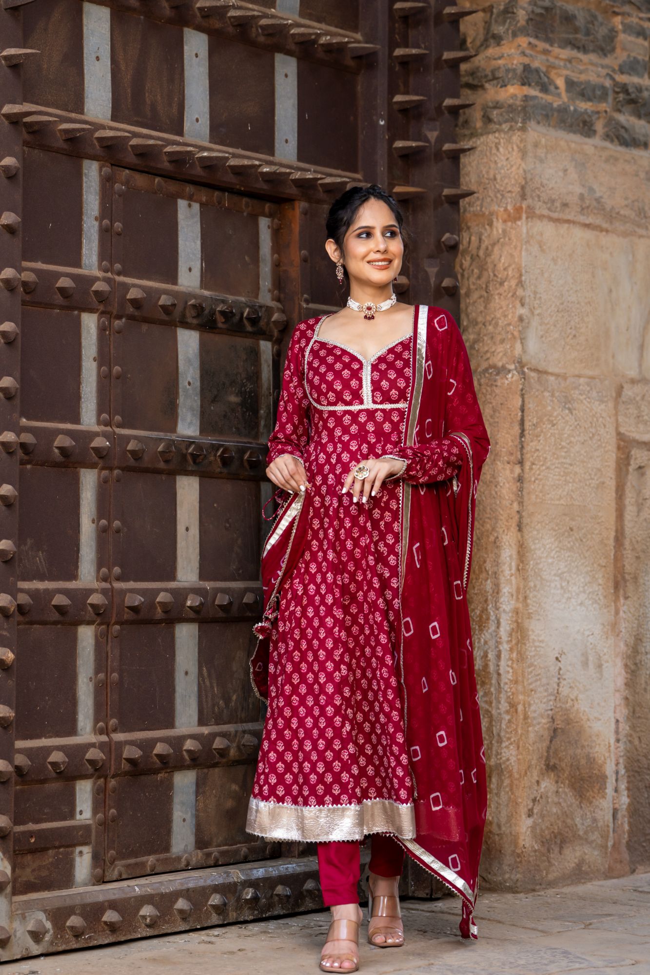 MAROON FLORAL SPLENDOR ANARKALI SET