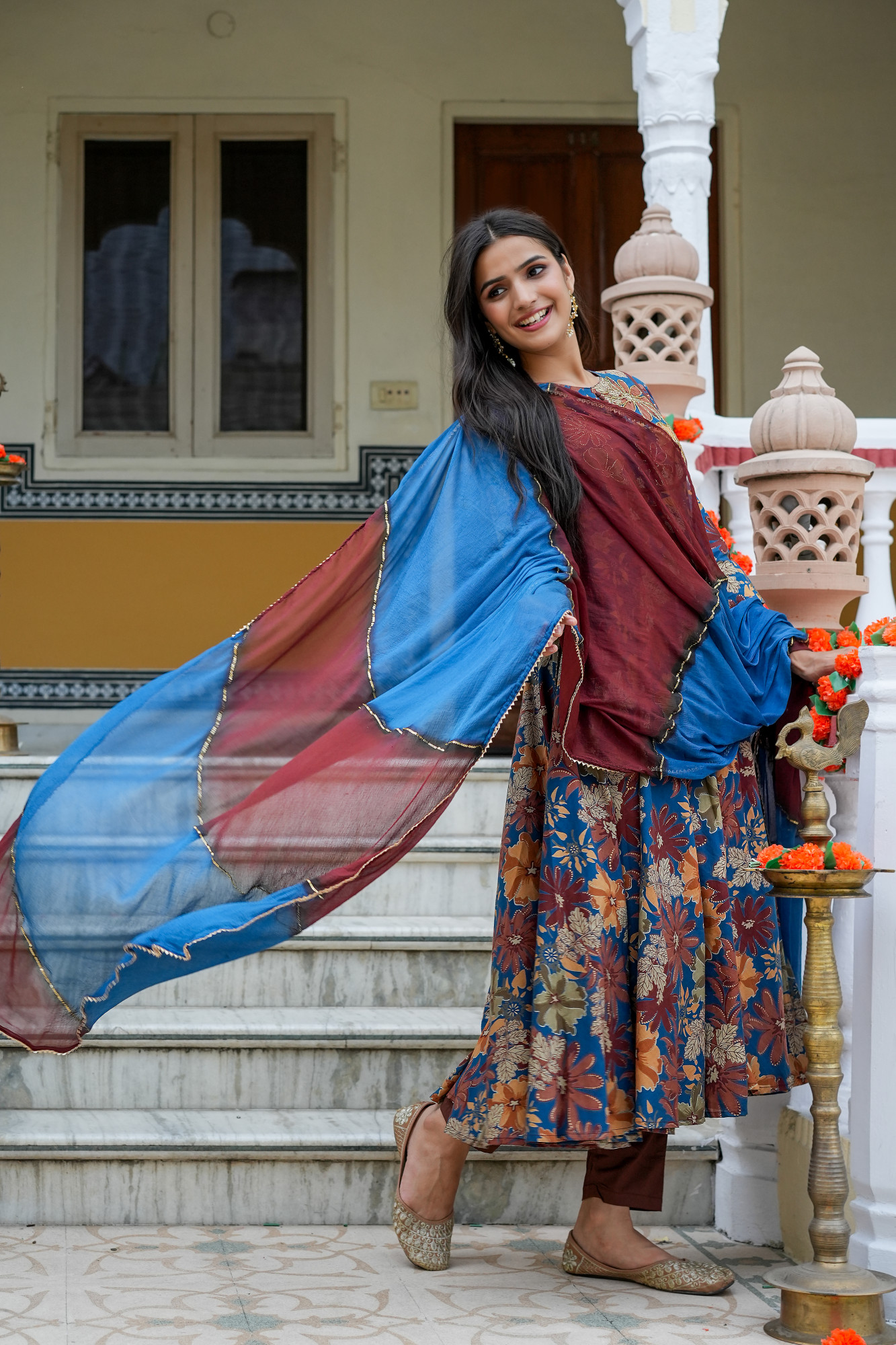 AMAIRA OCEAN TEAL ANARKALI SET