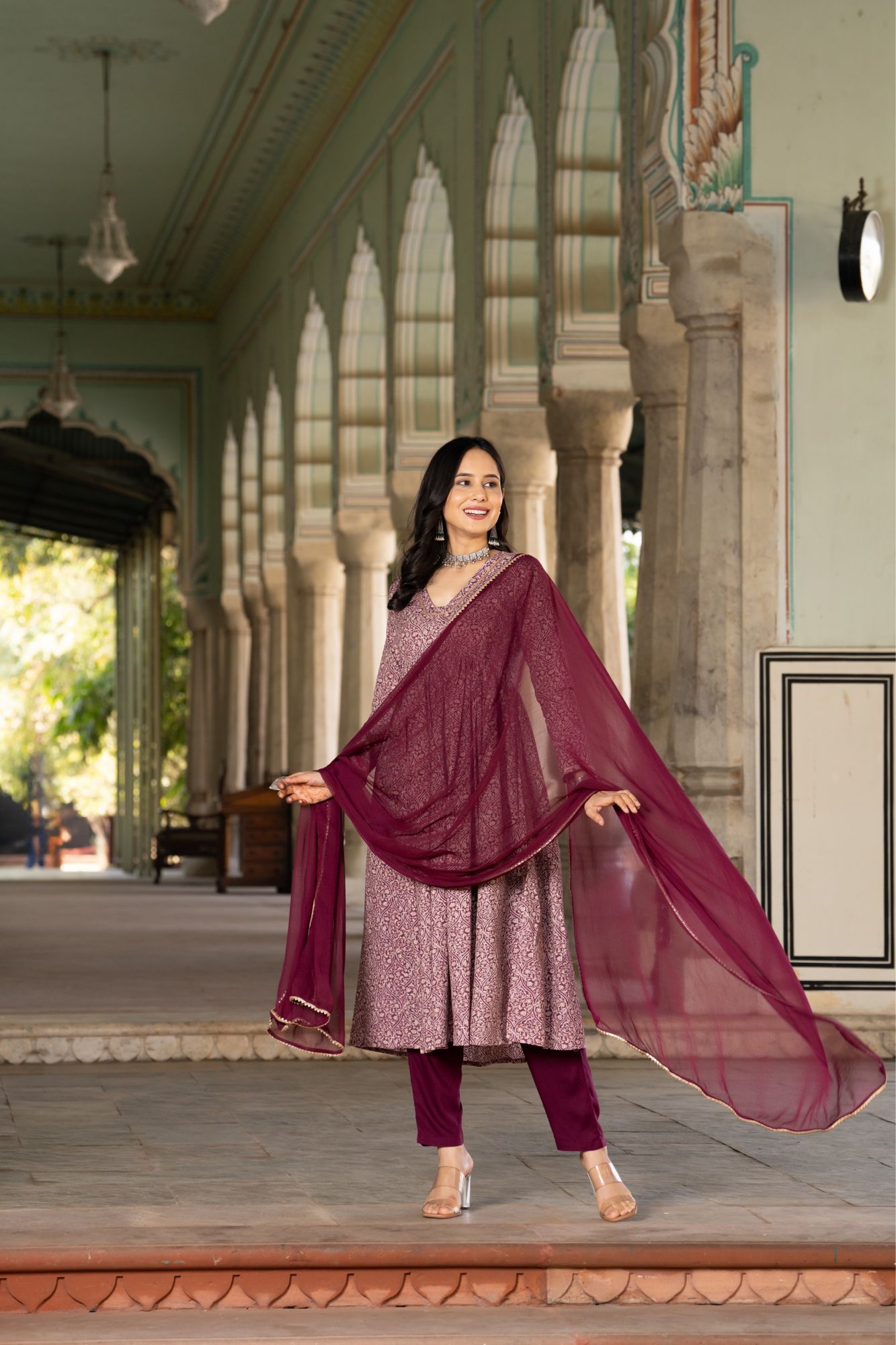 GARNET COTTON FLARED KURTA SET