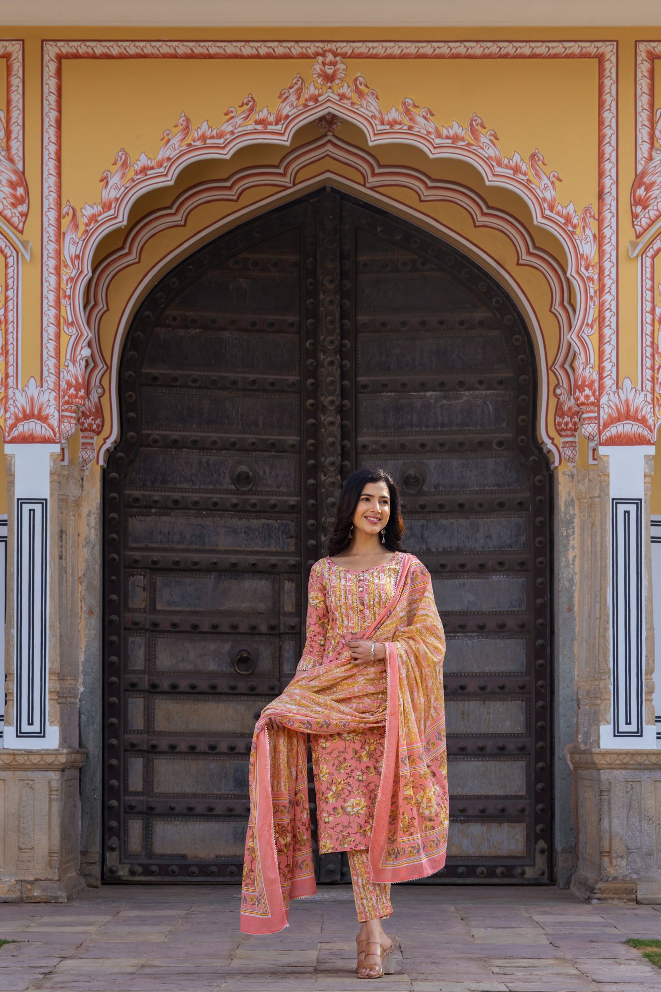 PEACH BLOSSOM COTTON KURTA SET