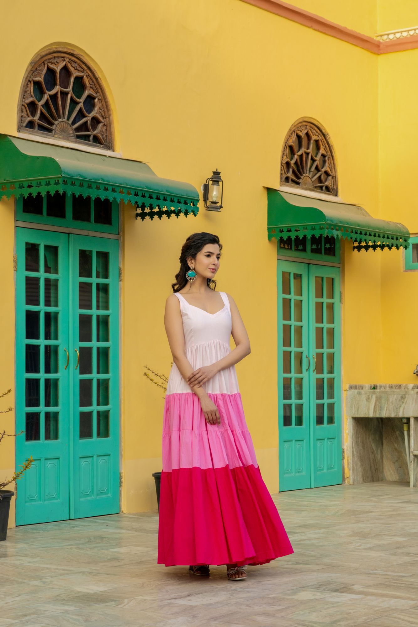 PINK PARADISE TIERED DRESS