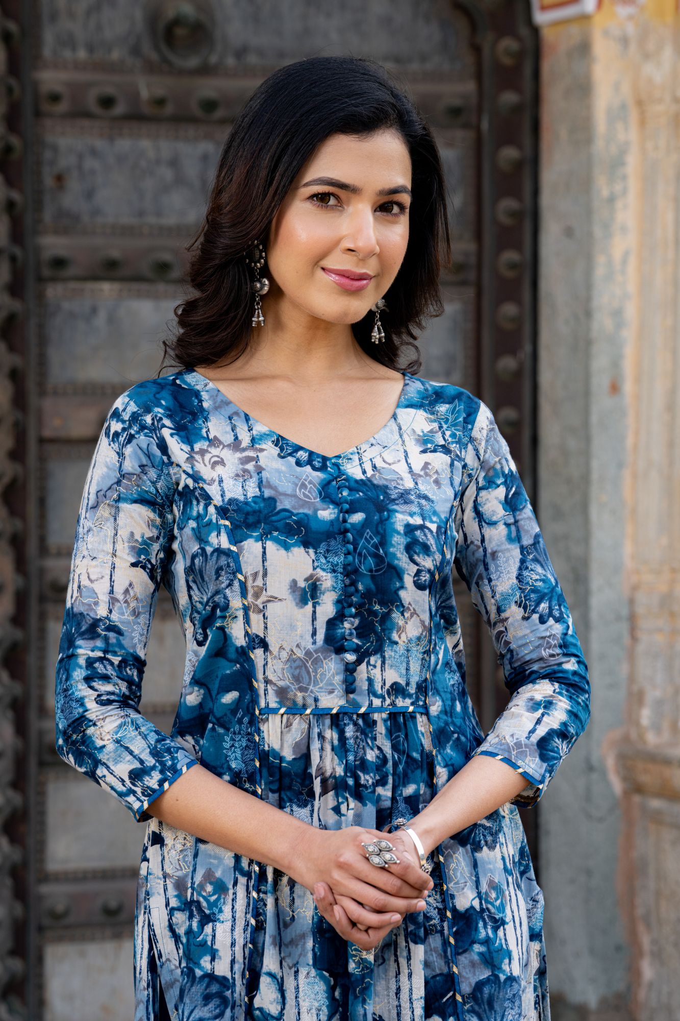 TEAL ELEGANCE FLARED KURTA SET