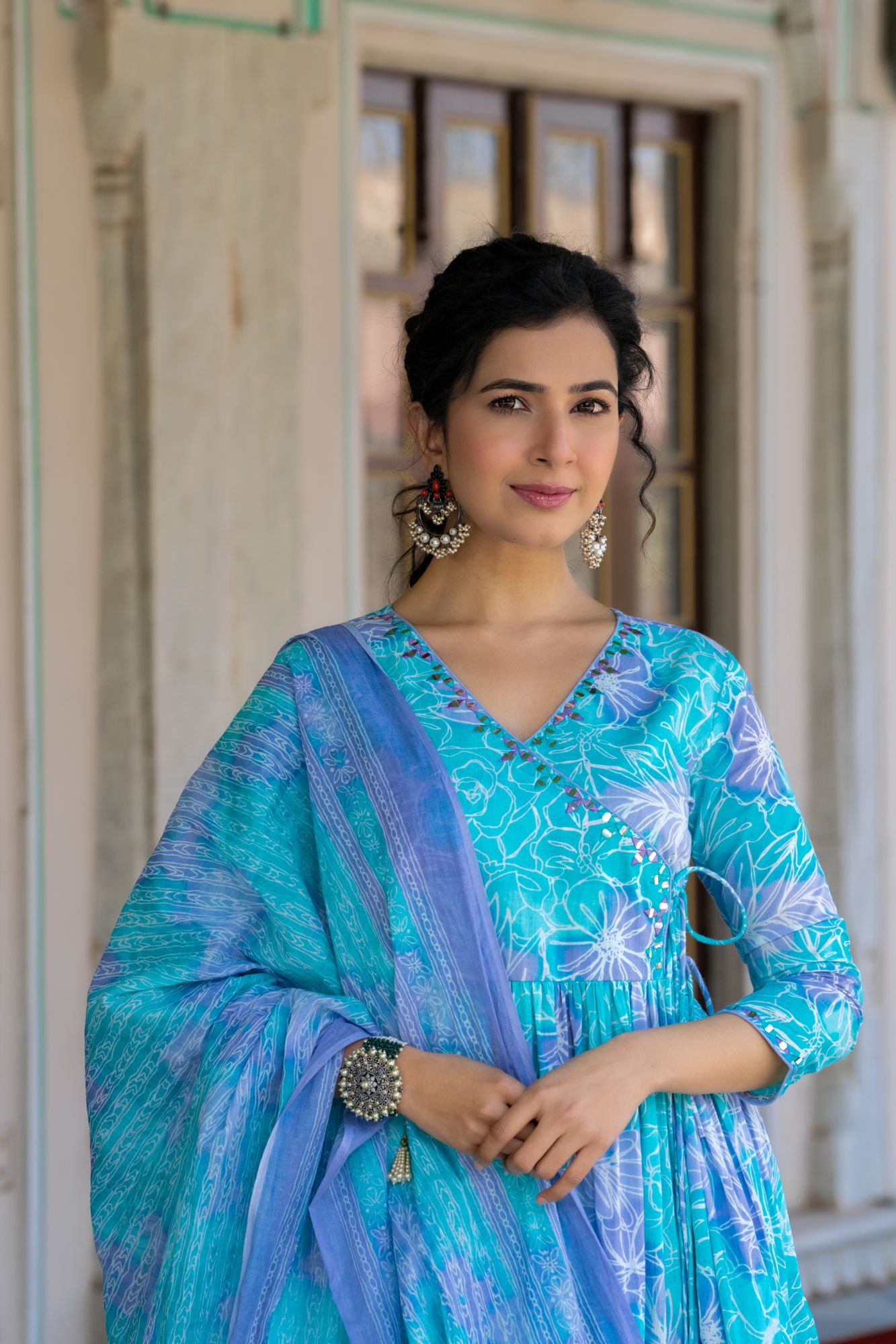 SKY-BOUND TIERED GOTA SUIT SET