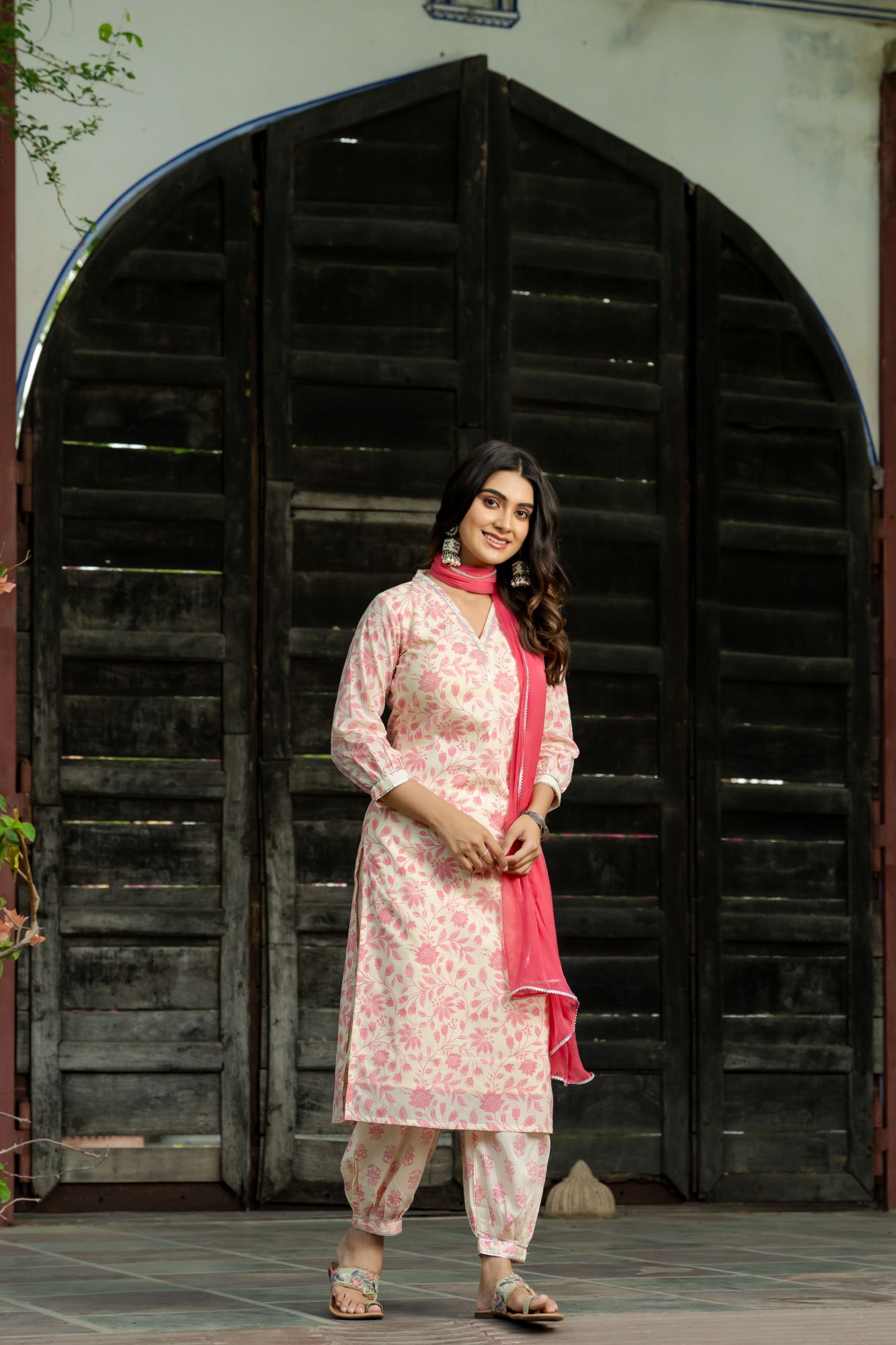 PINK CHIC FLORAL AFGHANI SET