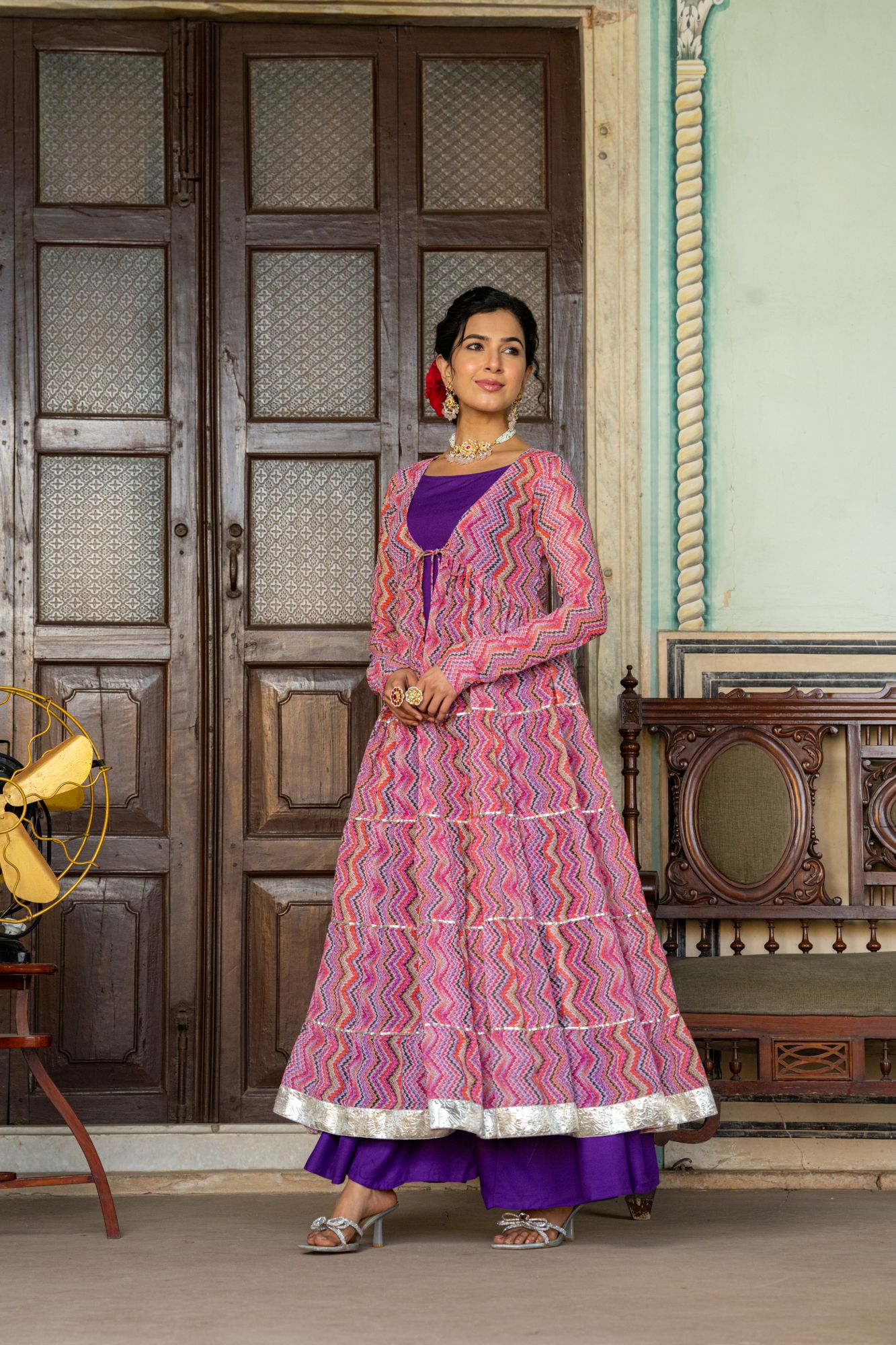 PURPLE MAJESTY GEORGETTE SHRUG SET