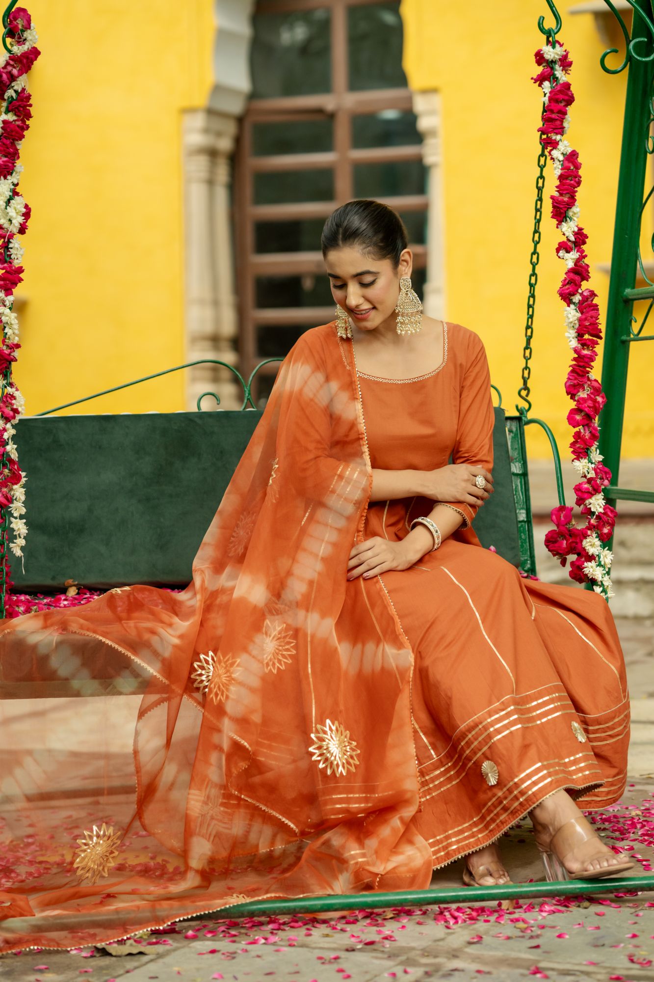 OPULENT BROWN GOTA SUIT SET