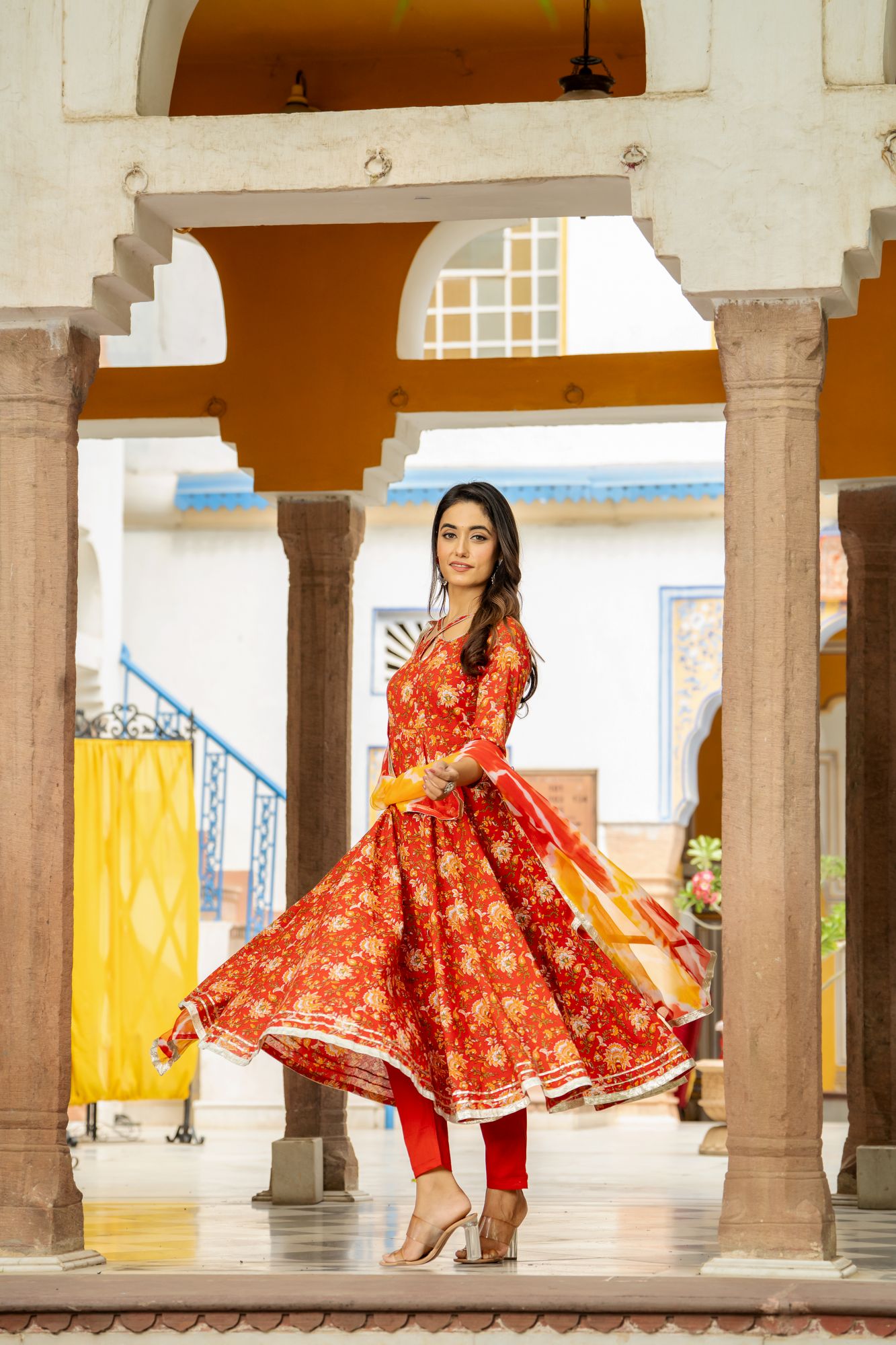 RADIANT RUBY ANARKALI SET