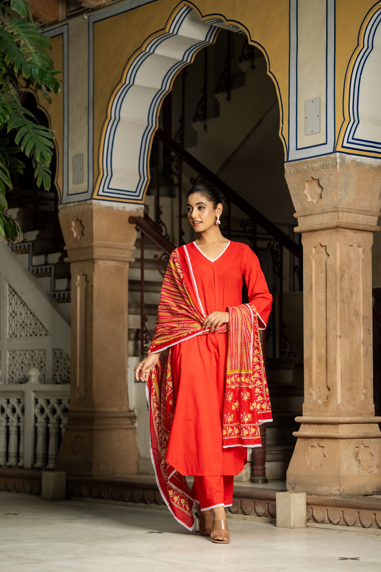 RADIANT RED RELAXED KURTA SET
