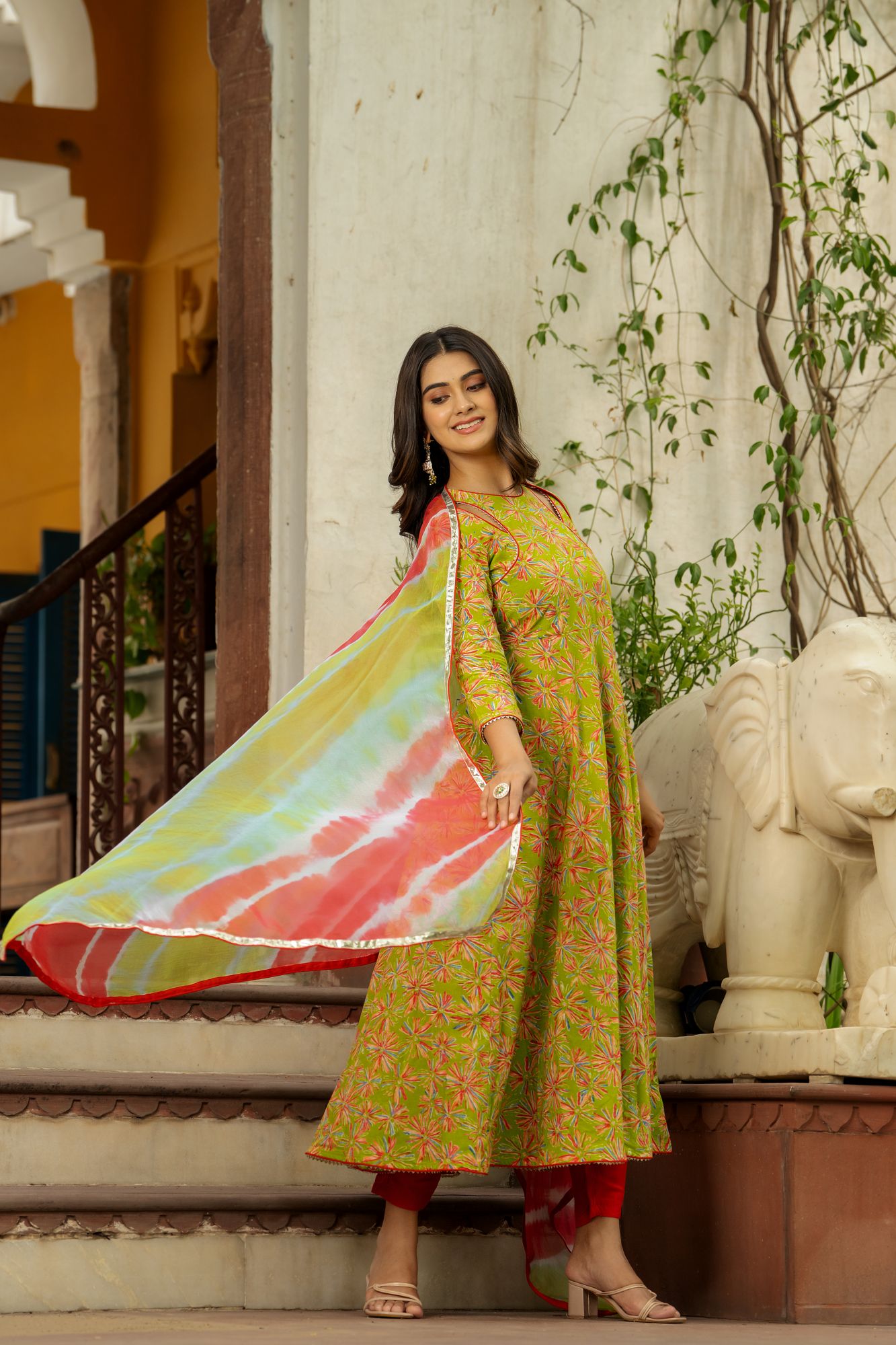 LIME RADIANCE ANARKALI SET