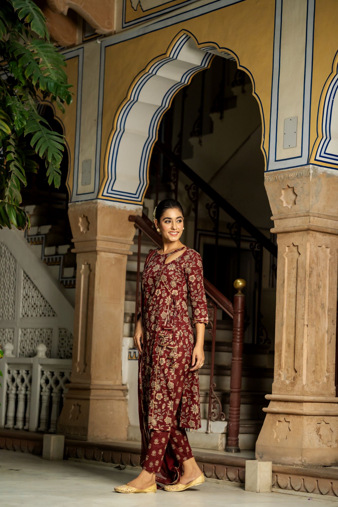 ENRICHED WINE BLOSSOM KURTA SET