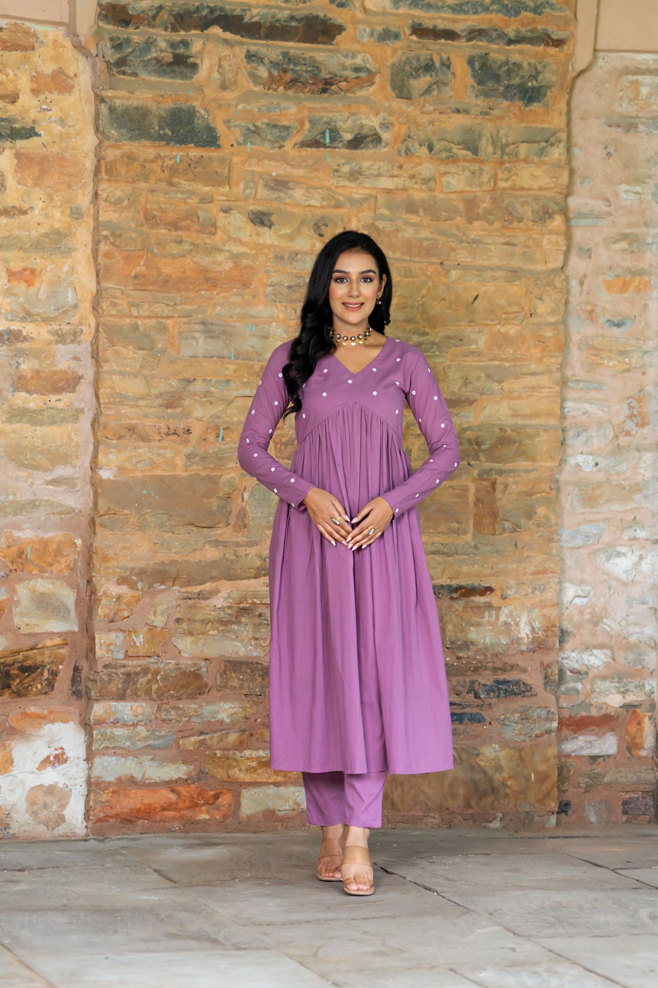 LAVENDER HUES EMBROIDERY KURTA SET