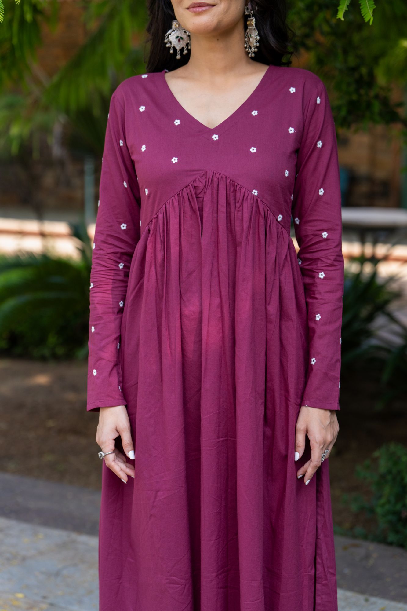 WINE EMBROIDERY KURTA SET