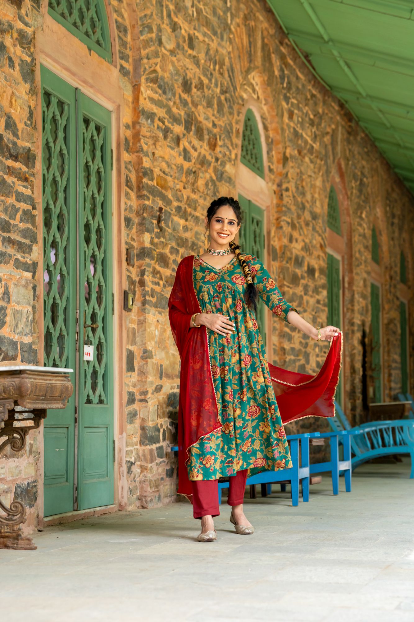 SEA MIST ZARI KURTA SET