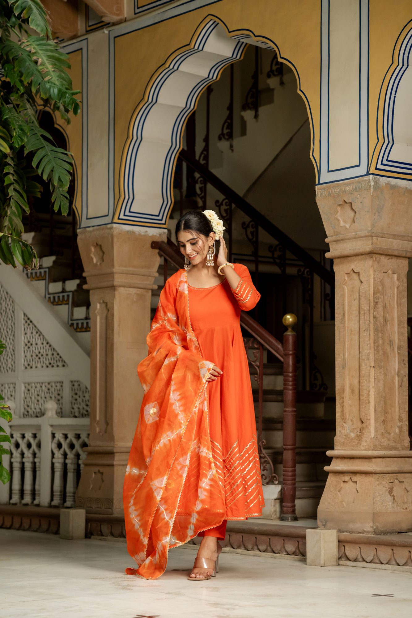 ORANGE AURA GOTA SUIT SET