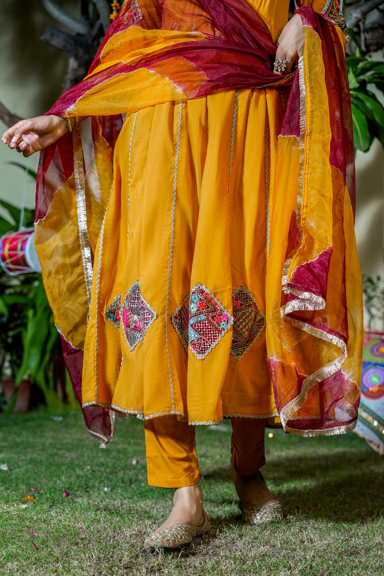 ANIRA MUSTARD PATCH ANARKALI SET