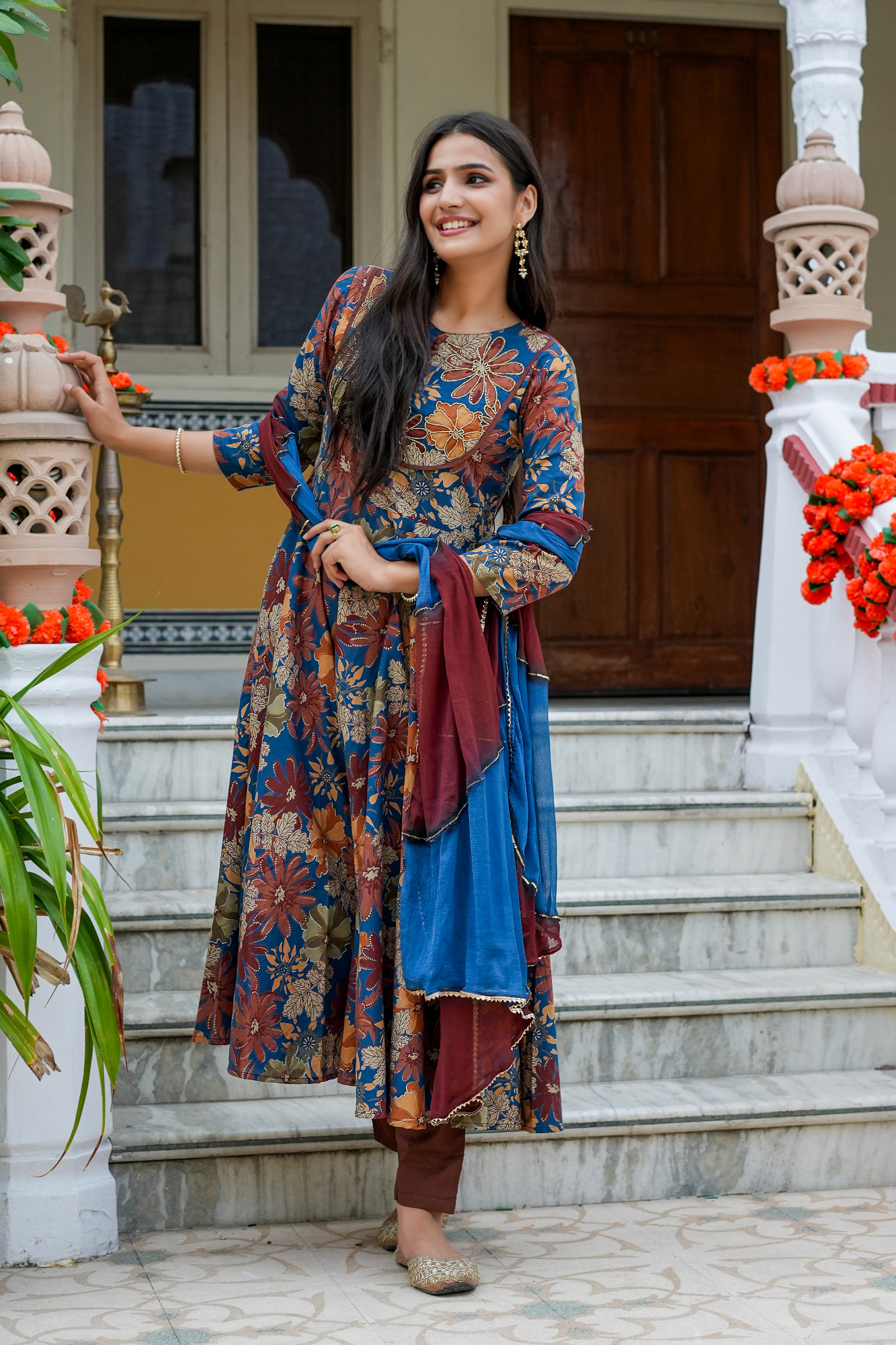 AMAIRA OCEAN TEAL ANARKALI SET