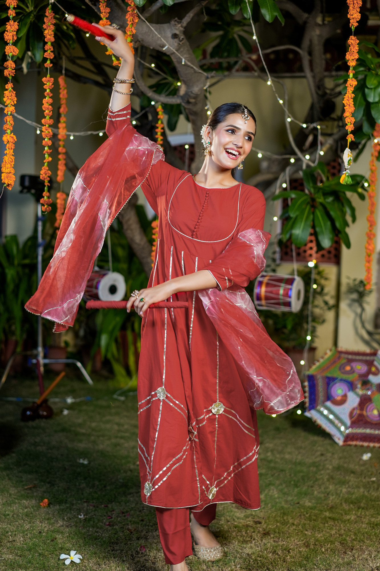 ELIRA RADIANT RED ANARKALI SET