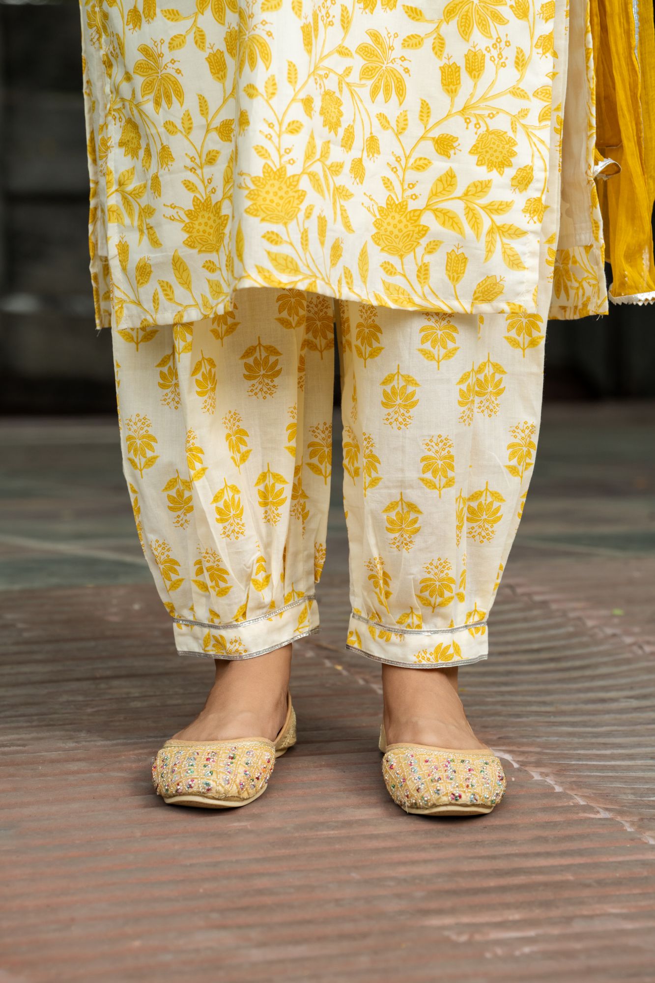 YELLOW CHIC FLORAL AFGHANI SET