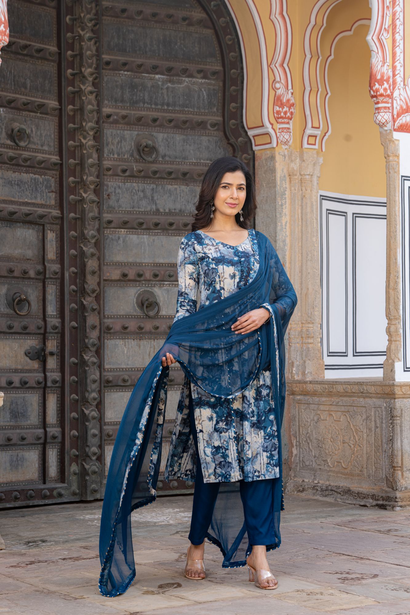 TEAL ELEGANCE FLARED KURTA SET
