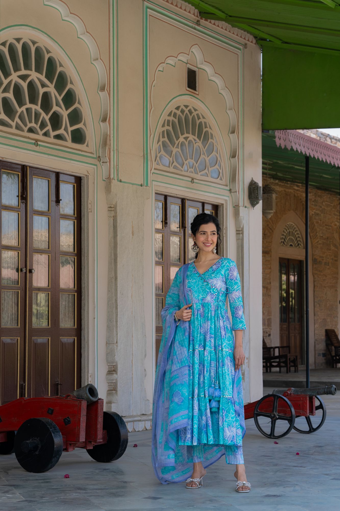 SKY-BOUND TIERED GOTA SUIT SET