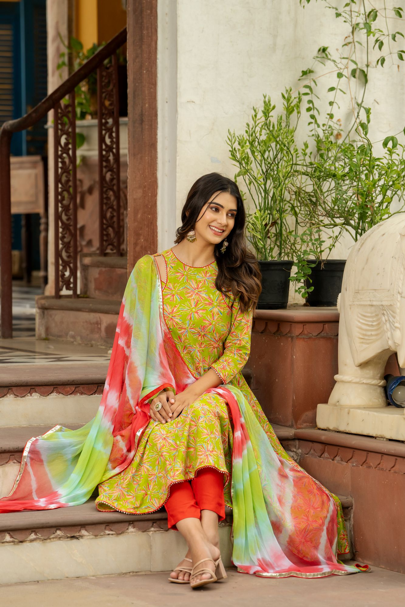 LIME RADIANCE ANARKALI SET