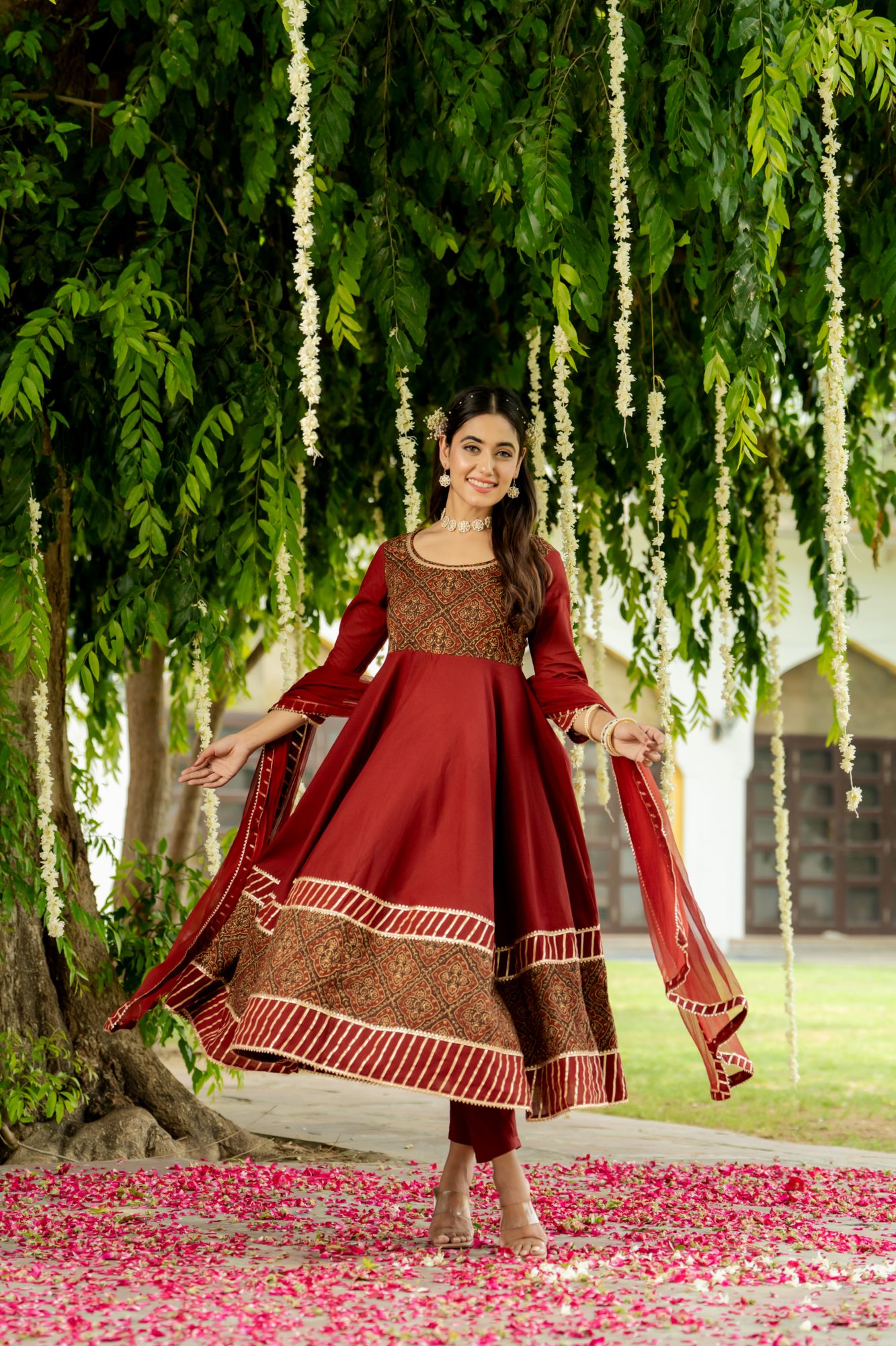 MAJESTIC MAROON HANDBLOCK SUIT SET