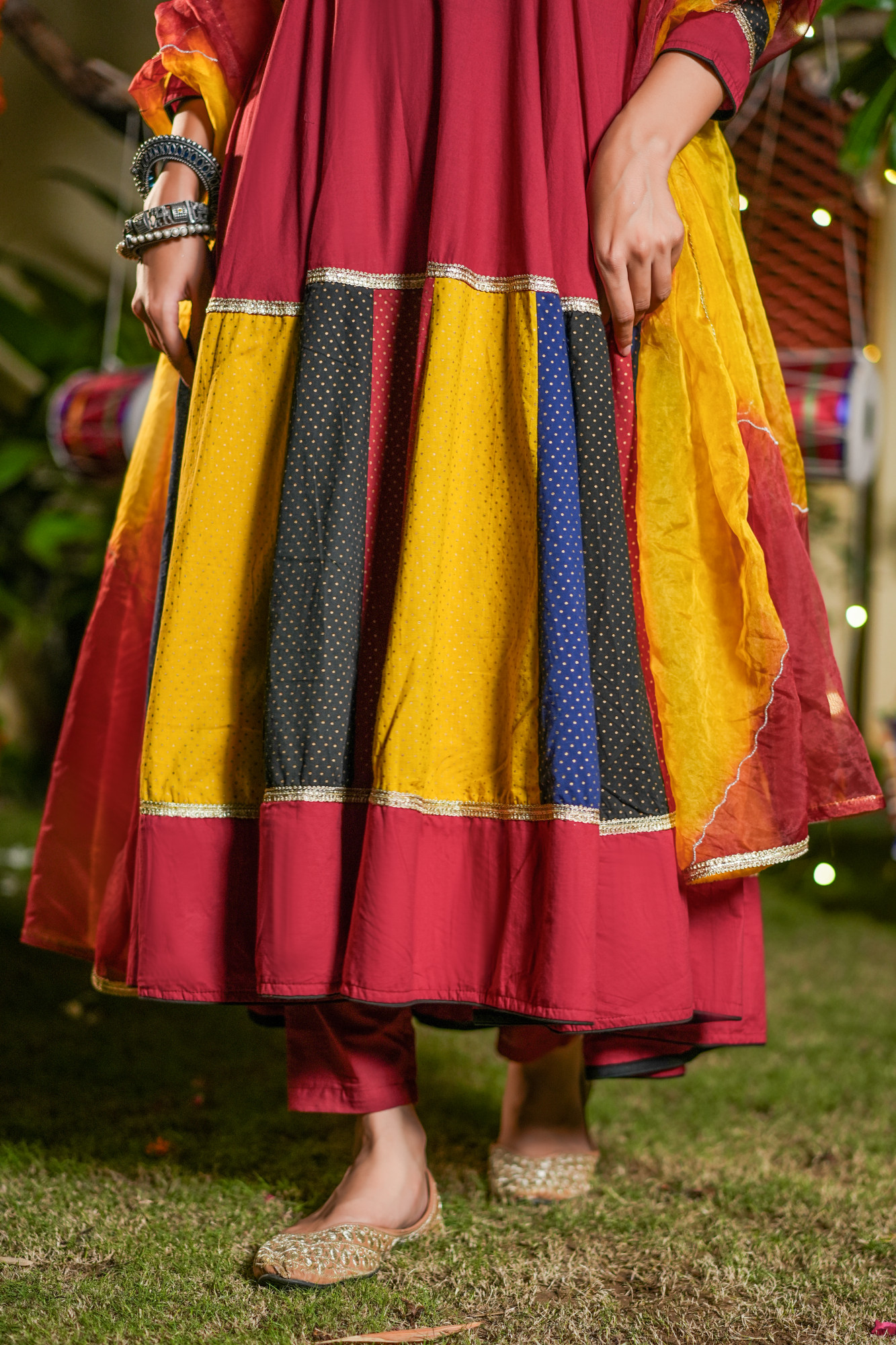 KANIRA MAROON PATCH ANARKALI SUIT