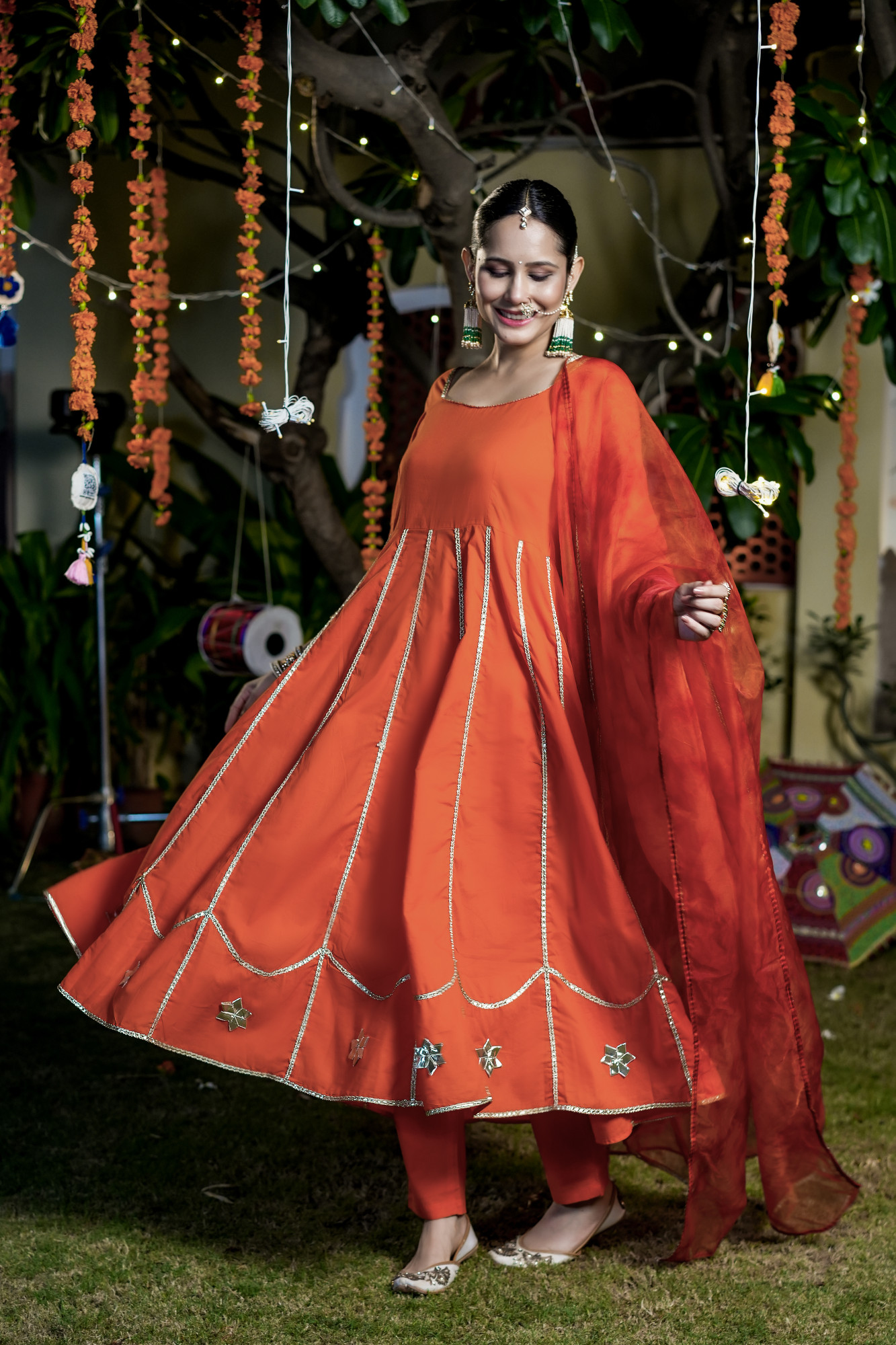 TAHIRA FESTIVE AURA ORANGE ANARKALI SET