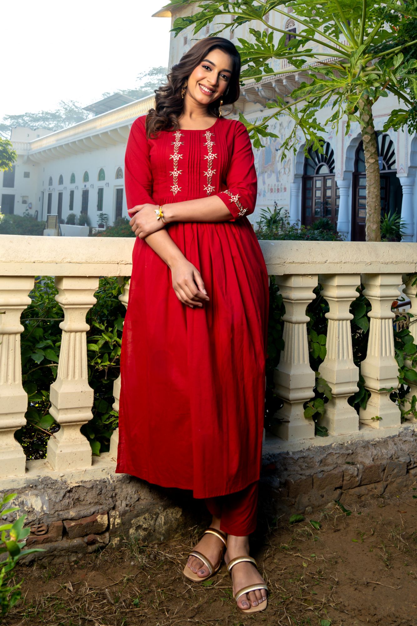 RUBORA COTTON EMBROIDERY KURTA SET