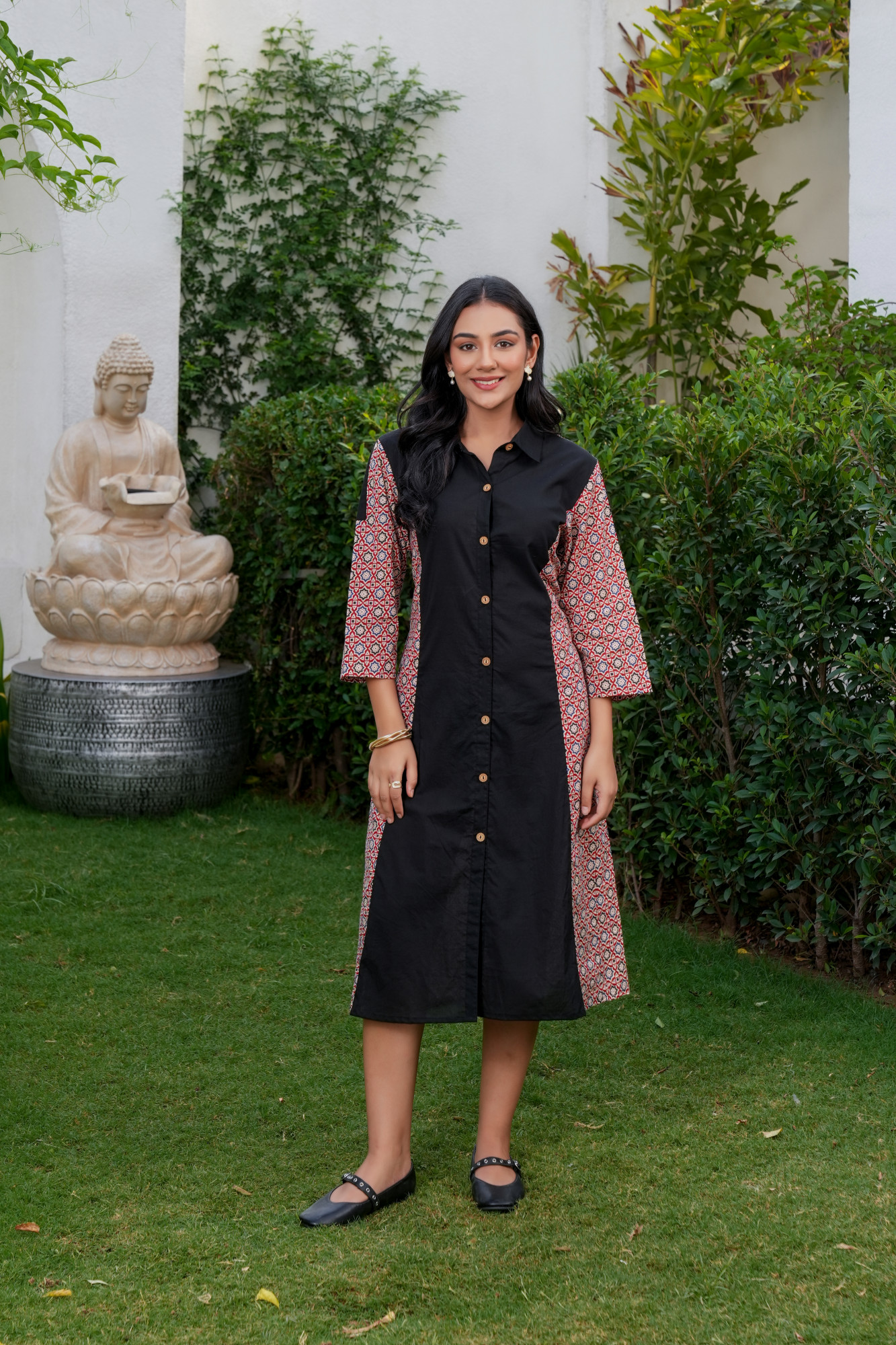 SHINE BLACK COTTON DRESS