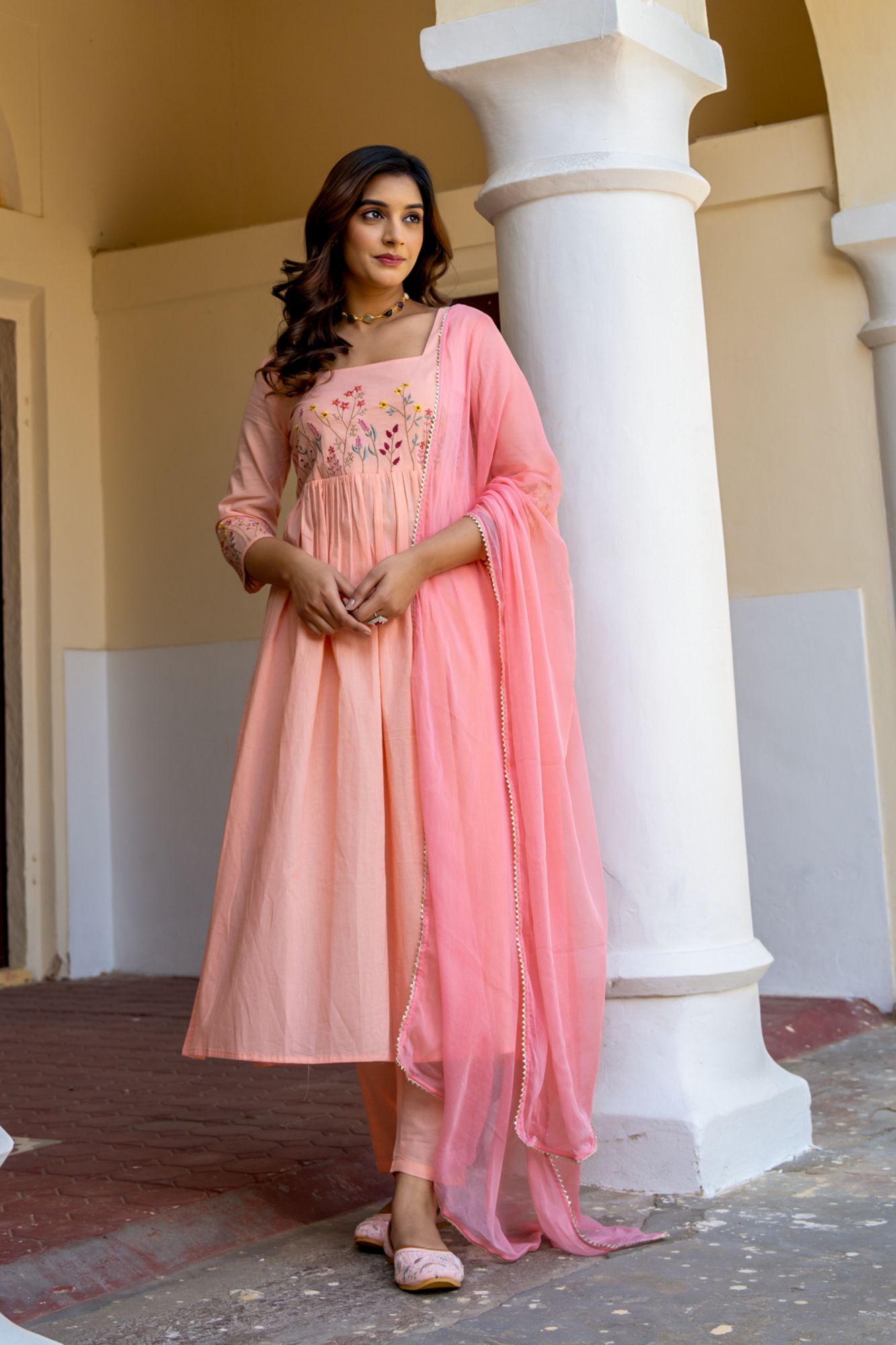 BLOSSOM COTTON EMBROIDERY KURTA SET