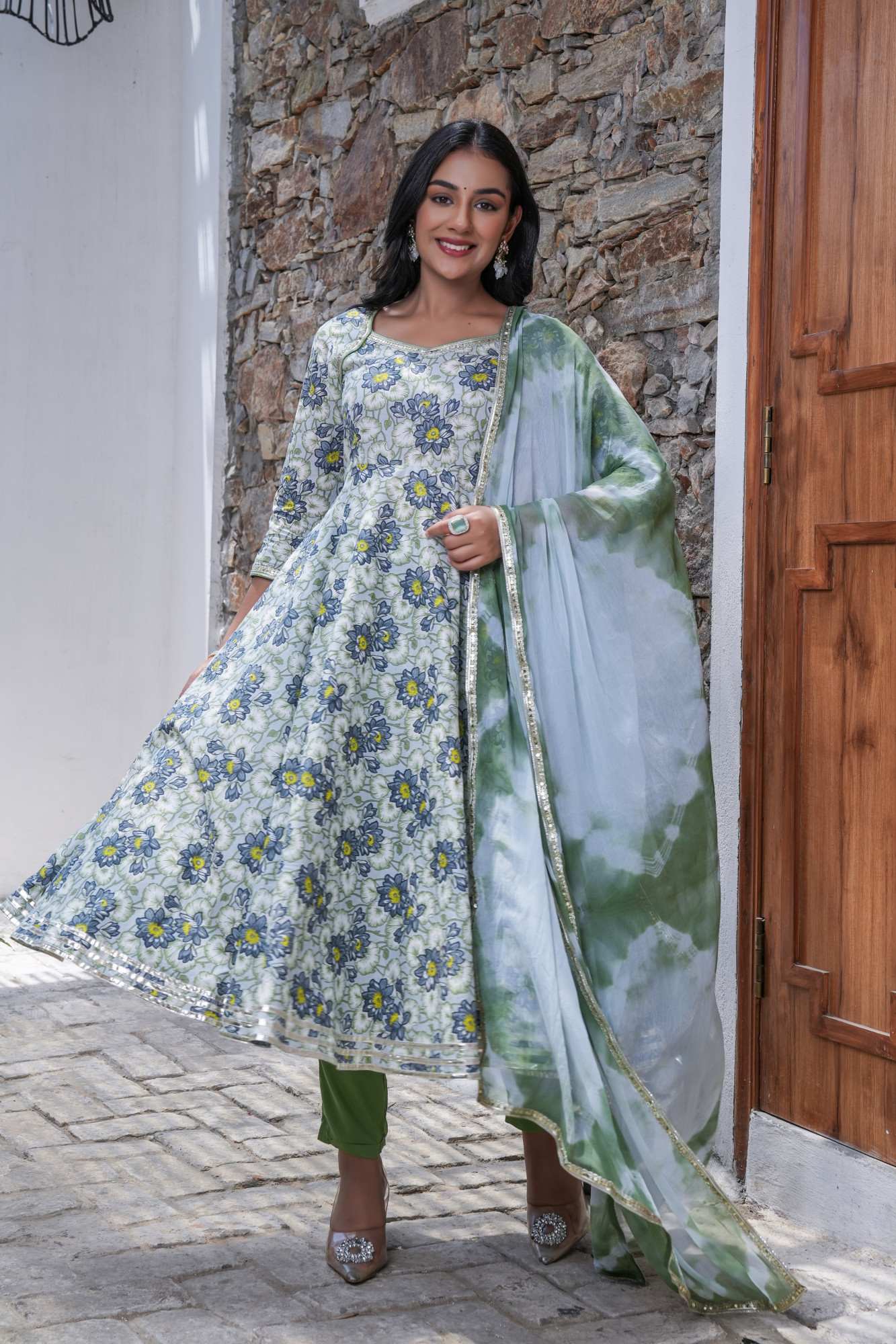 PHOOLWARI SKY BLOOM COTTON ANARKALI