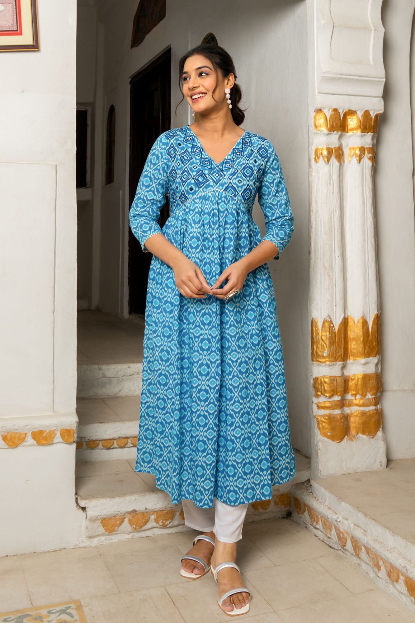SKYLA COTTON MIRROR KURTA SET
