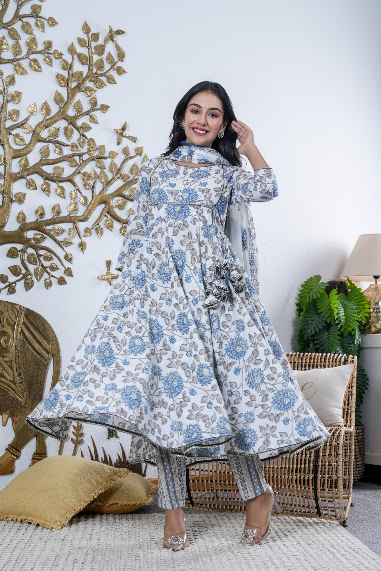 NEEL BUTI PRINTED COTTON SET