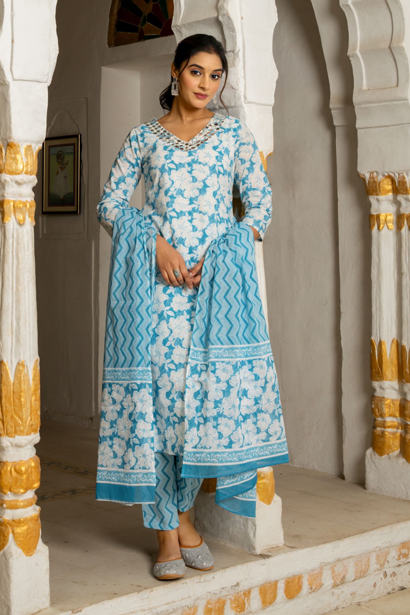 TARINI EMBROIDERY COTTON KURTA SET