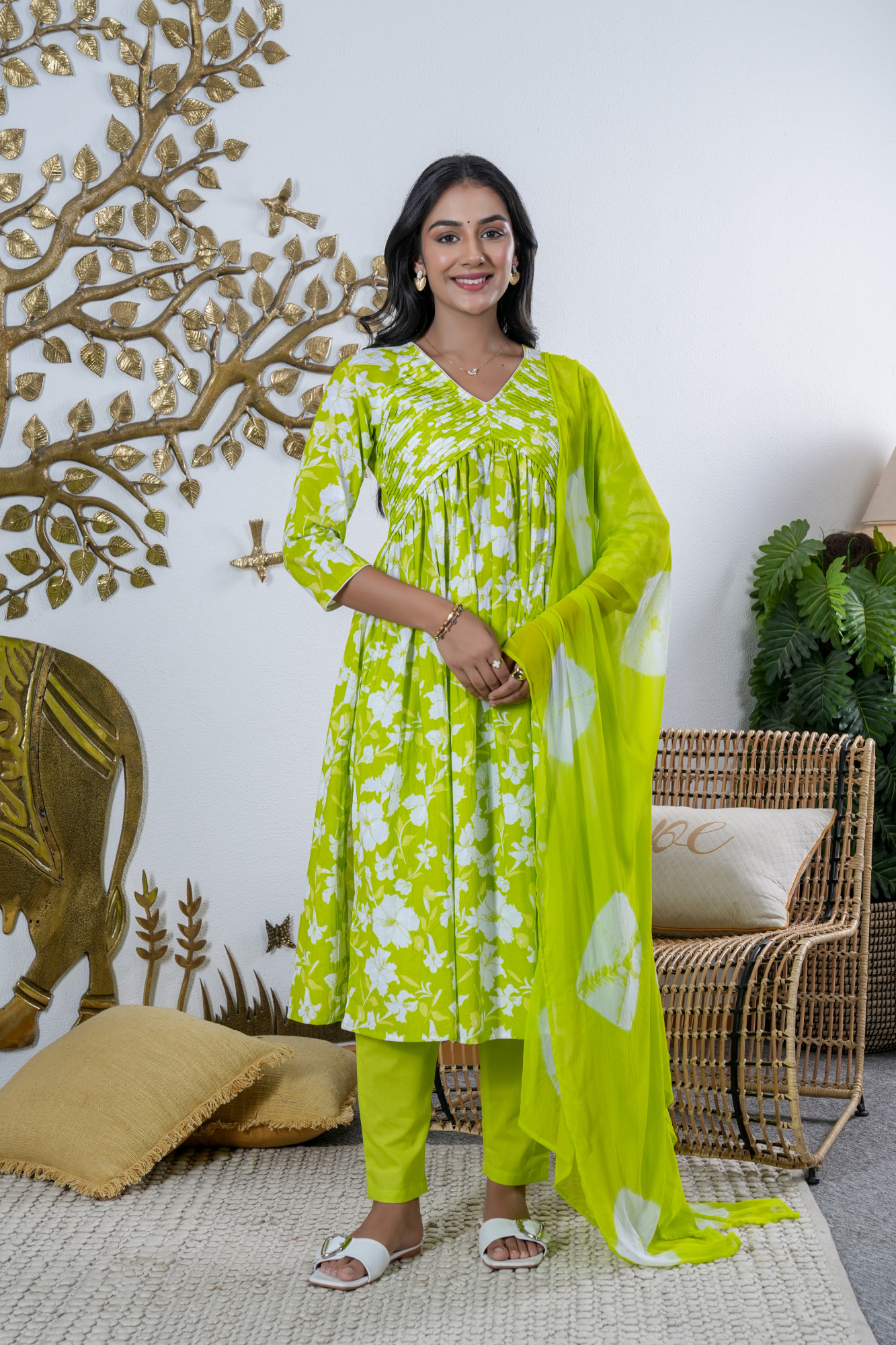 SPRING PALLVI LIME COTTON SET