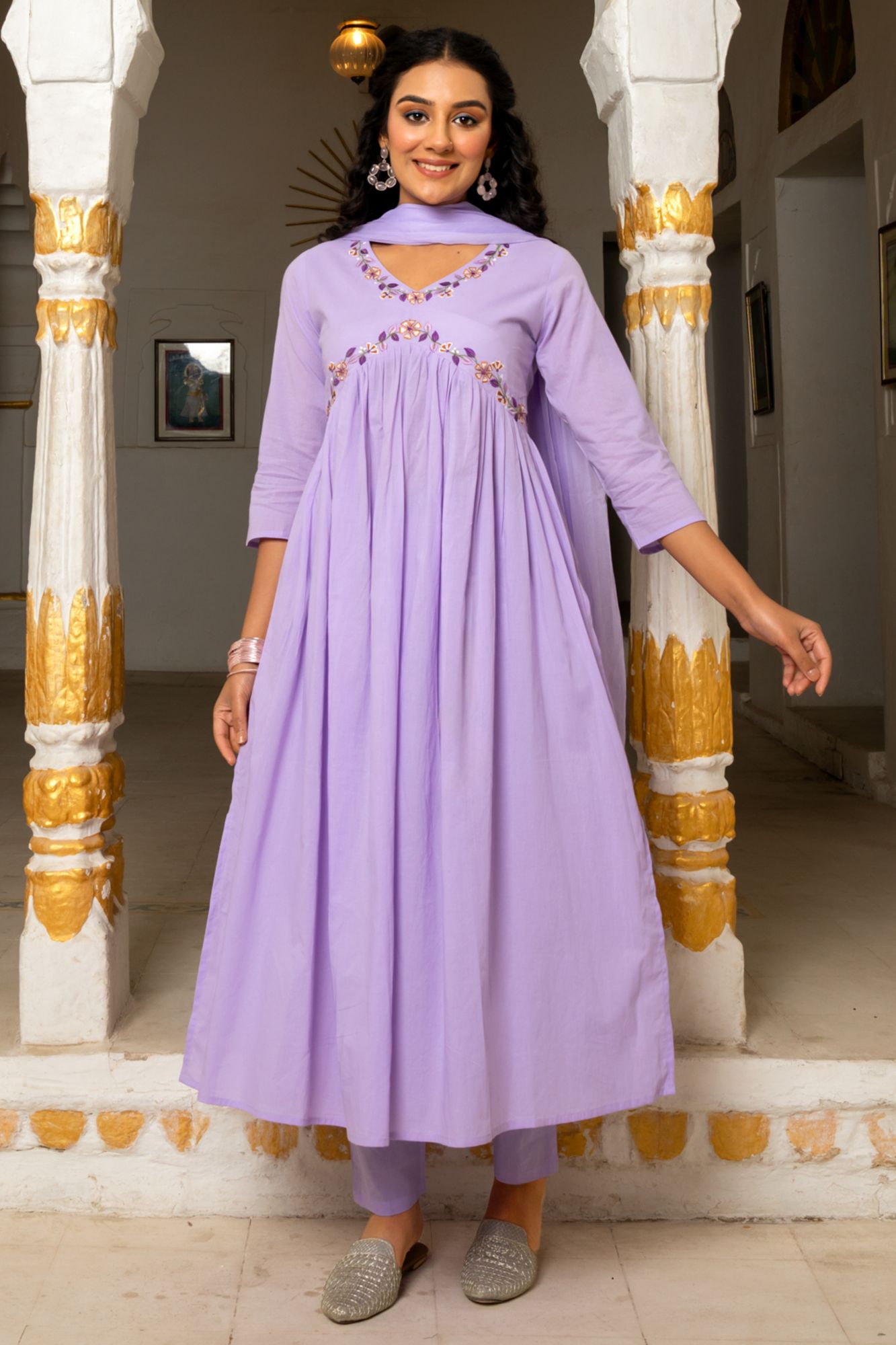 LAVIKA COTTON EMBROIDERY KURTA SET