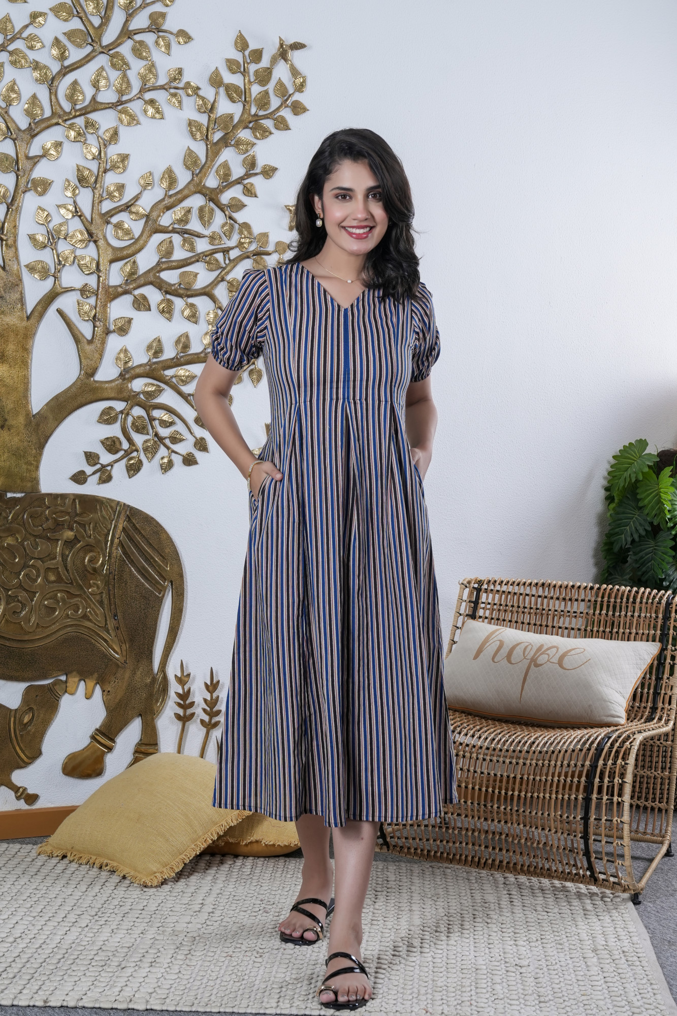 RANG TARANG NEEL COTTON DRESS