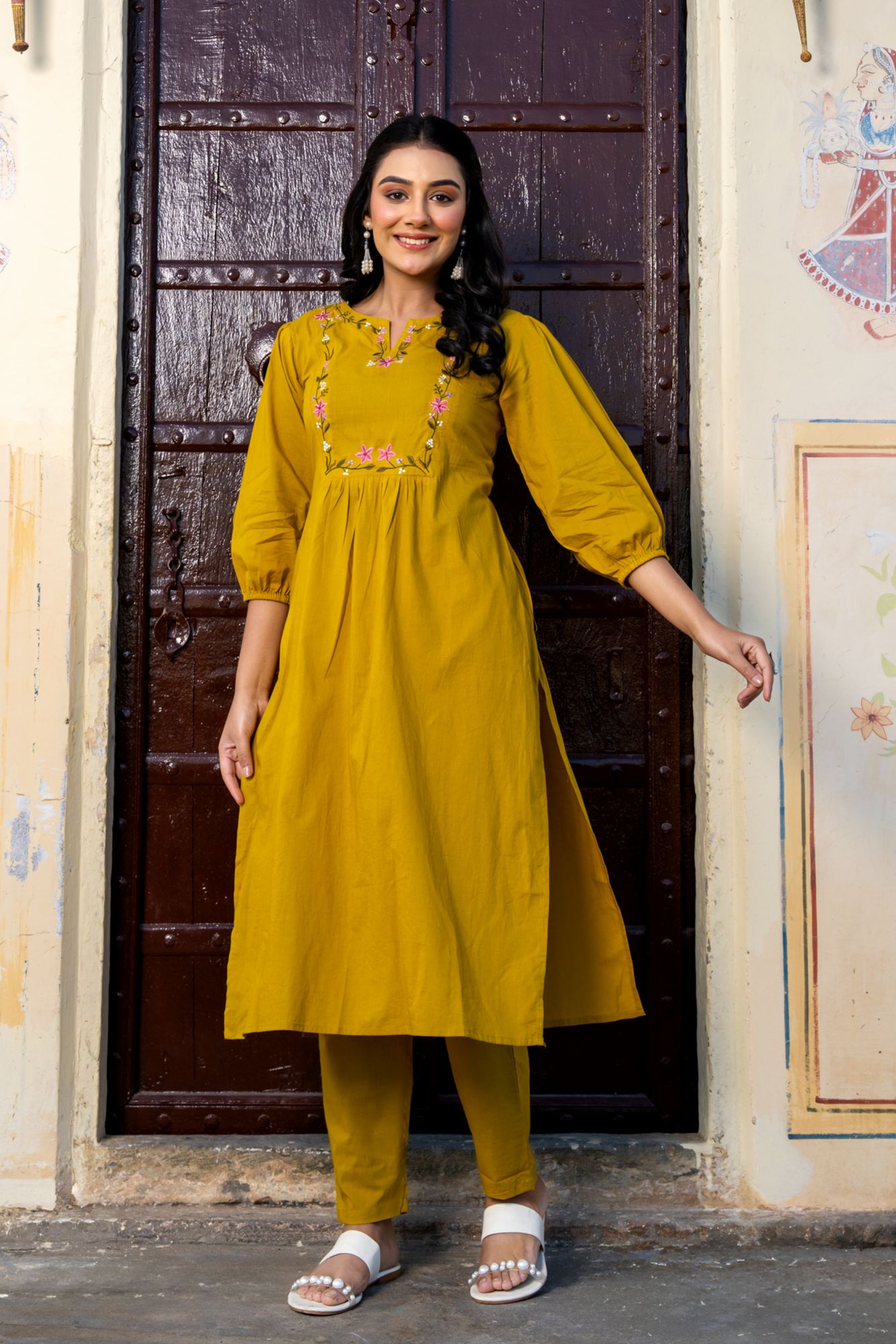 GULMIRA COTTON EMBROIDERY KURTA SET